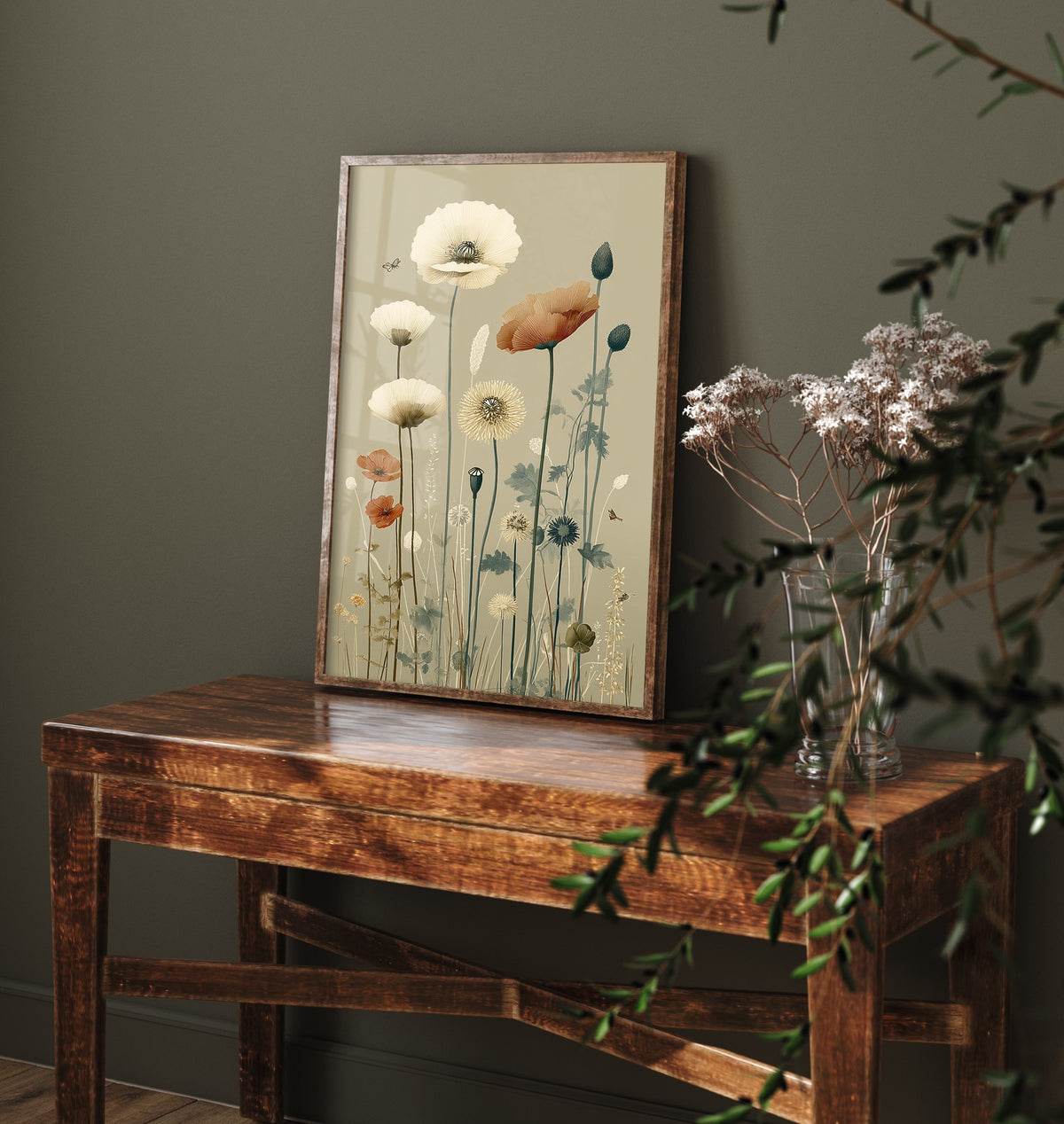 Vintage Wildflower Art Print - Meadow Poster - Botanical Illustration - Poppy Meadow V15 3/3