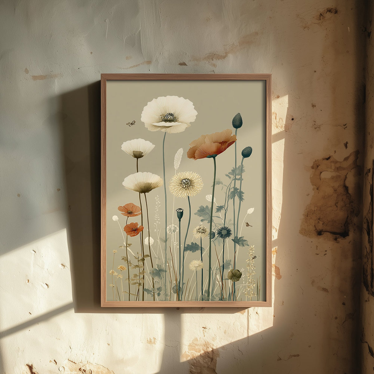 Vintage Wildflower Art Print - Meadow Poster - Botanical Illustration - Poppy Meadow V15 3/3