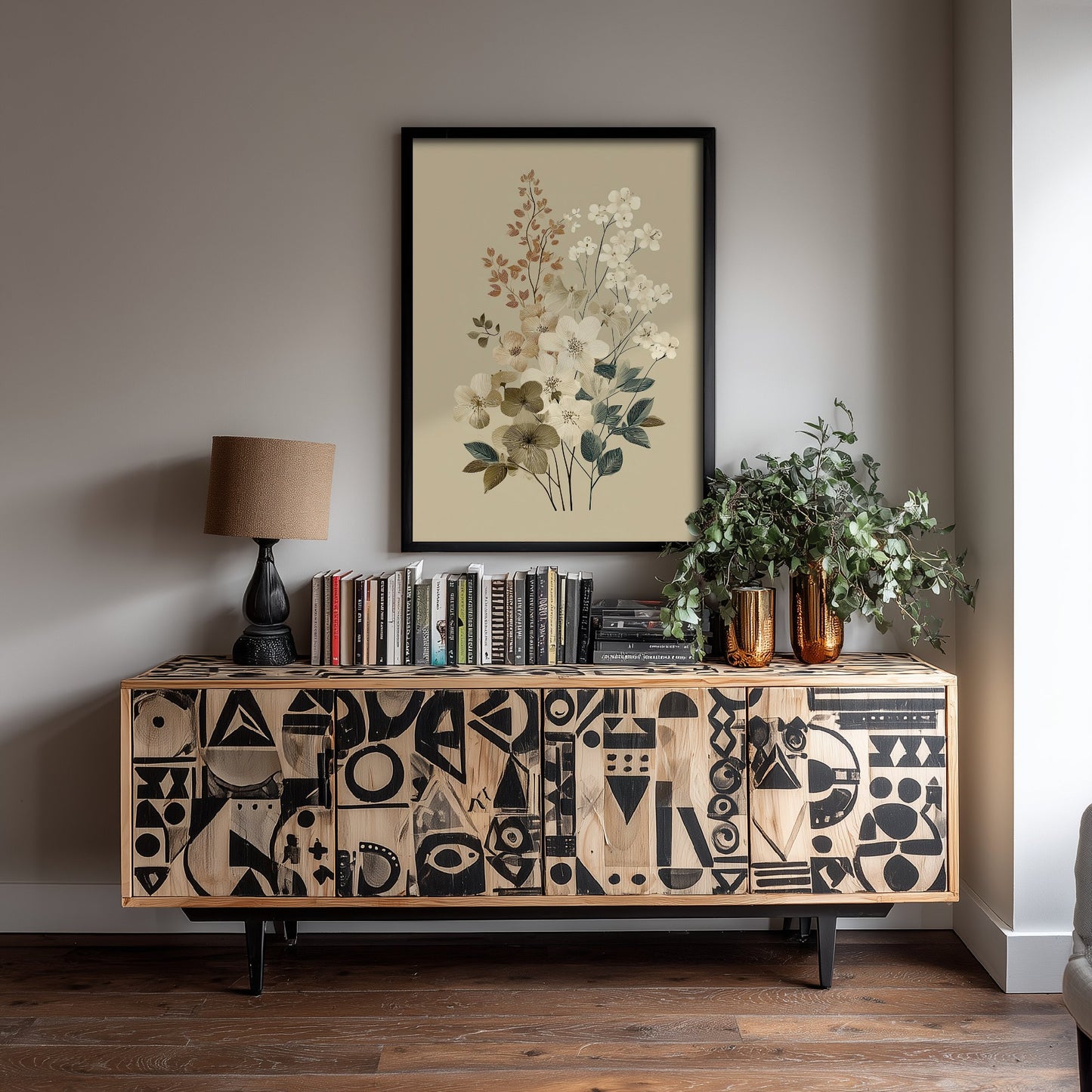 Vintage Botanical Art Print - Blossom Cluster Poster - Wildflower Illustration - Soft Neutral Blooms V16 1/3