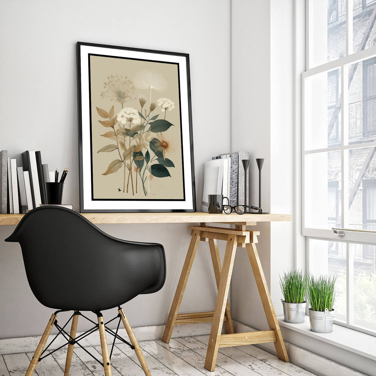 Vintage Botanical Art Print - Blossom Branch Poster - Wildflower Illustration - Delicate Neutral V16 3/3