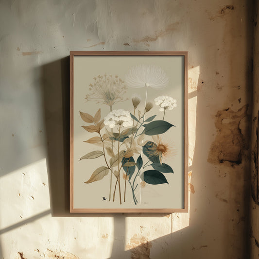 Vintage Botanical Art Print - Blossom Branch Poster - Wildflower Illustration - Delicate Neutral V16 3/3