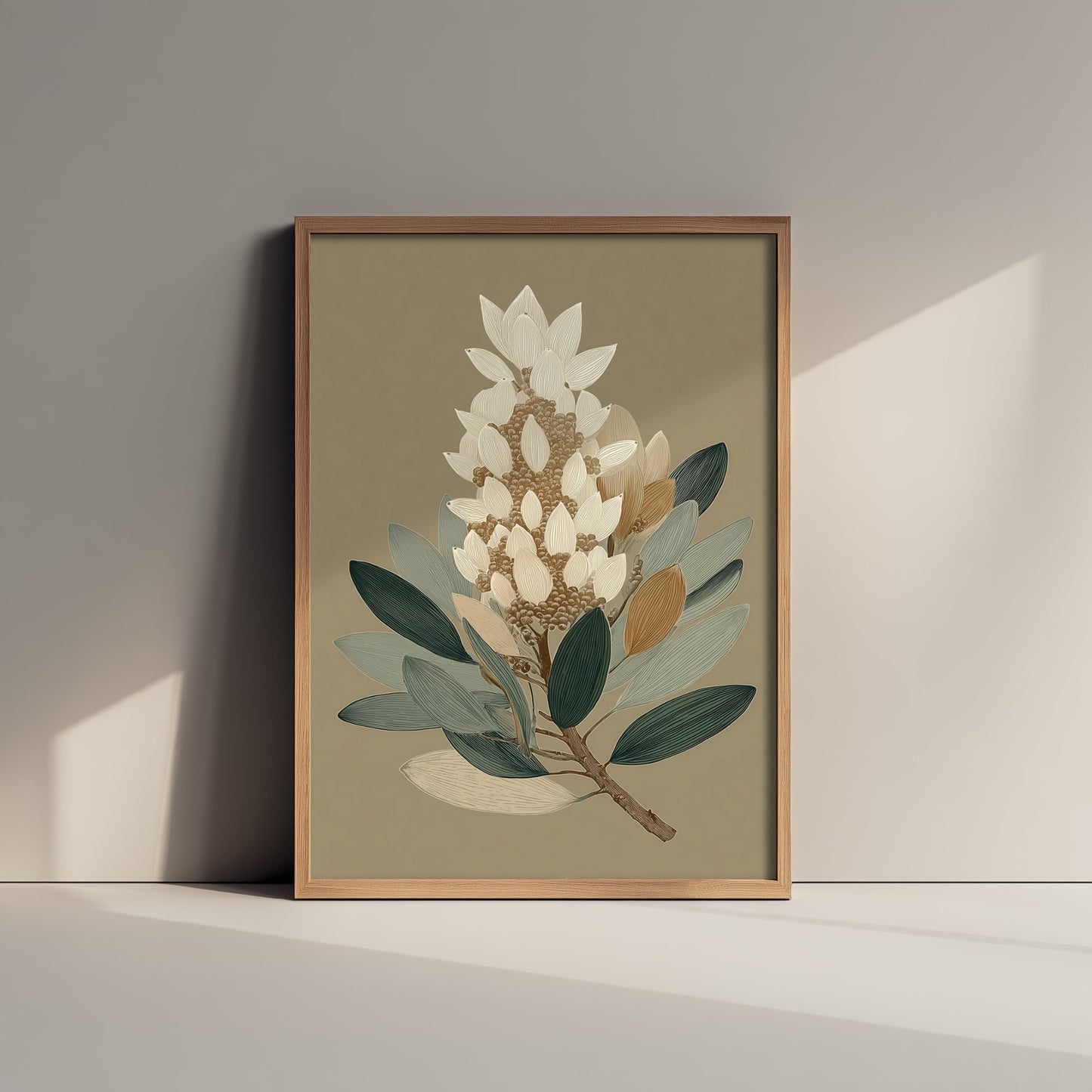 Vintage Botanical Art Print - Bold Protea Poster - Stylised Floral Illustration - Tall Flower Head V17 3/3