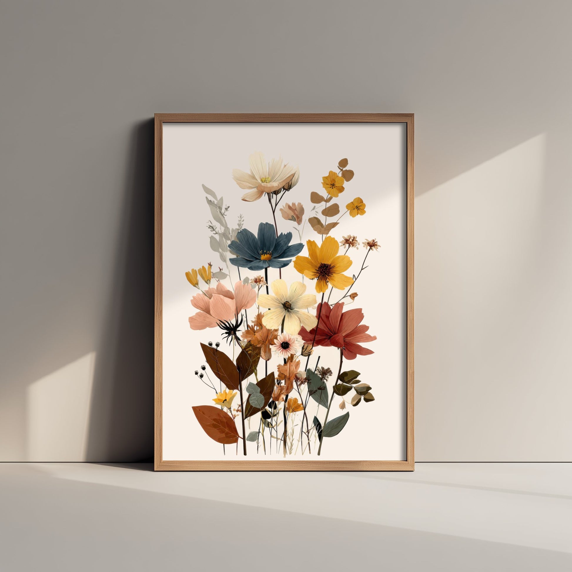 Vintage Wildflower Art Print - Boho Cosmos Bouquet Poster - Botanical Illustration - Floral Wall Art V18 2/3