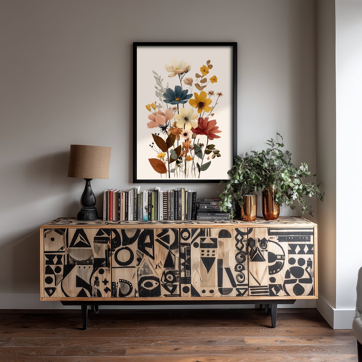 Vintage Wildflower Art Print - Boho Cosmos Bouquet Poster - Botanical Illustration - Floral Wall Art V18 2/3