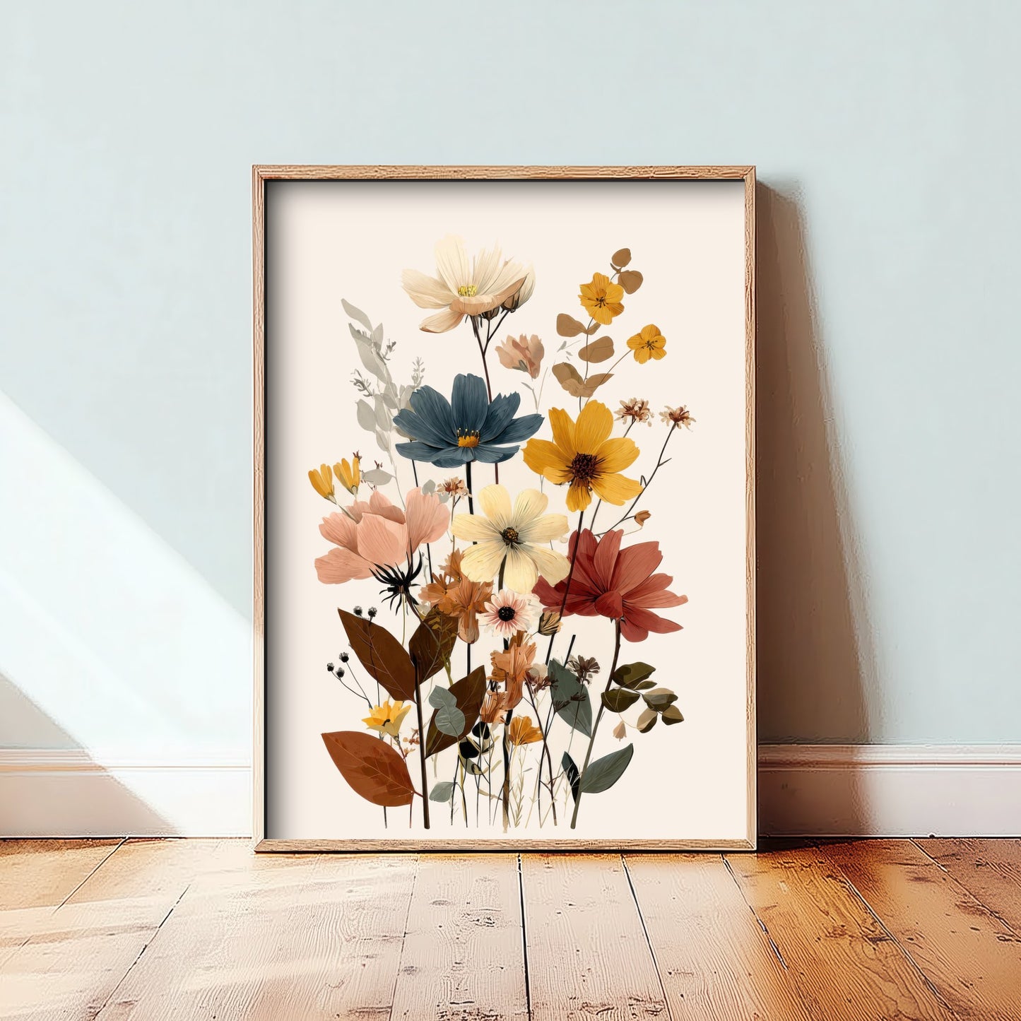 Vintage Wildflower Art Print - Boho Cosmos Bouquet Poster - Botanical Illustration - Floral Wall Art V18 2/3