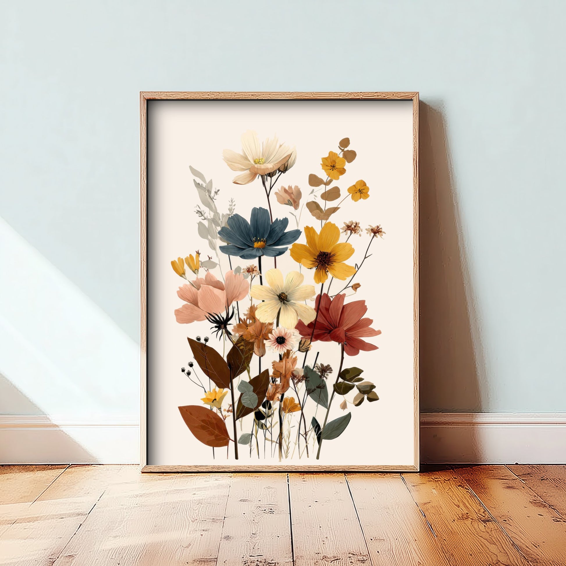 Vintage Wildflower Art Print - Boho Cosmos Bouquet Poster - Botanical Illustration - Floral Wall Art V18 2/3