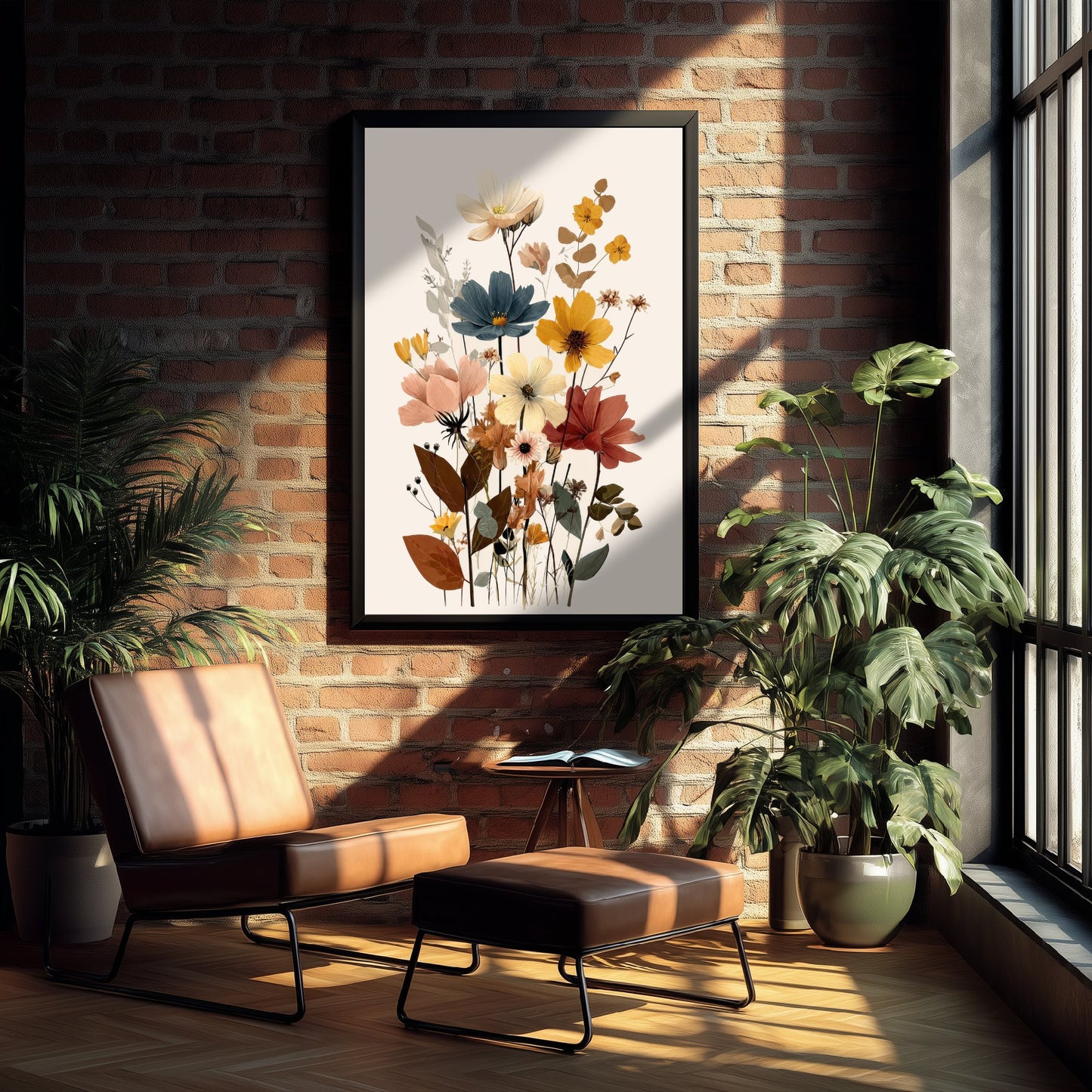 Vintage Wildflower Art Print - Boho Cosmos Bouquet Poster - Botanical Illustration - Floral Wall Art V18 2/3