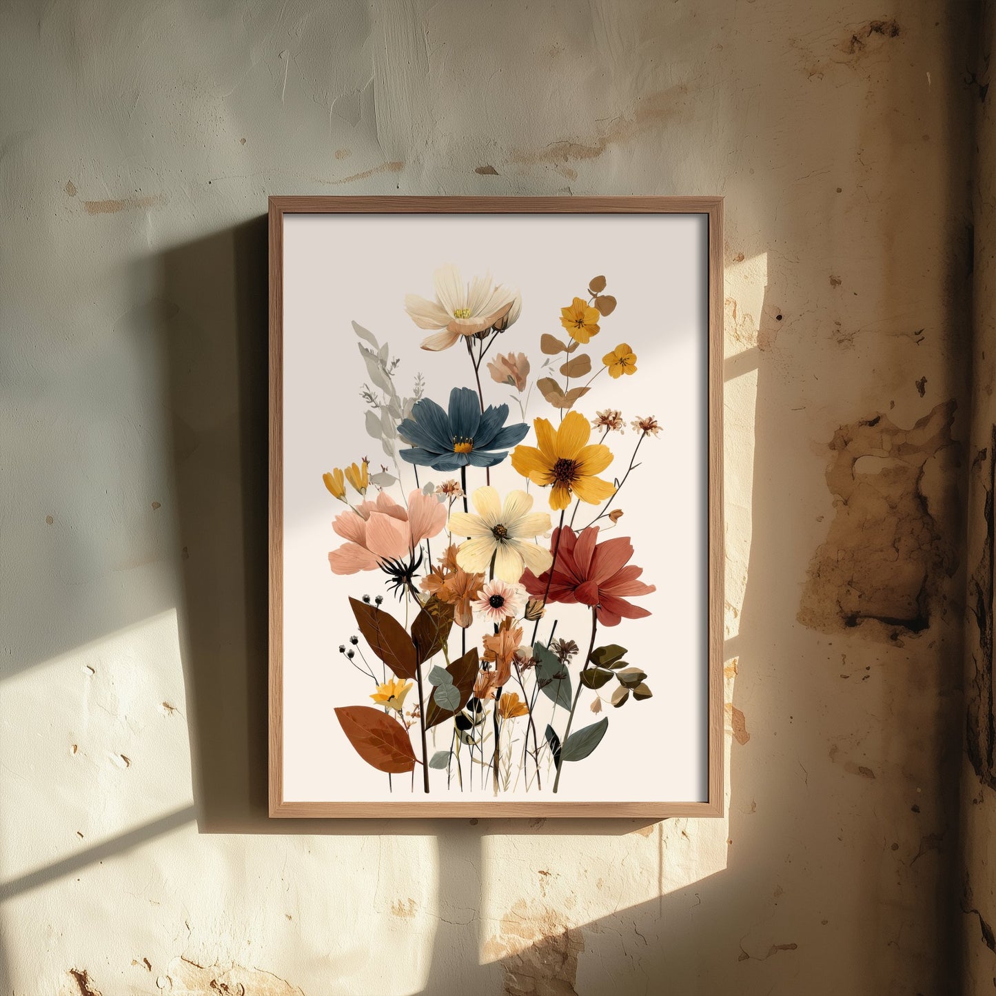 Vintage Wildflower Art Print - Boho Cosmos Bouquet Poster - Botanical Illustration - Floral Wall Art V18 2/3