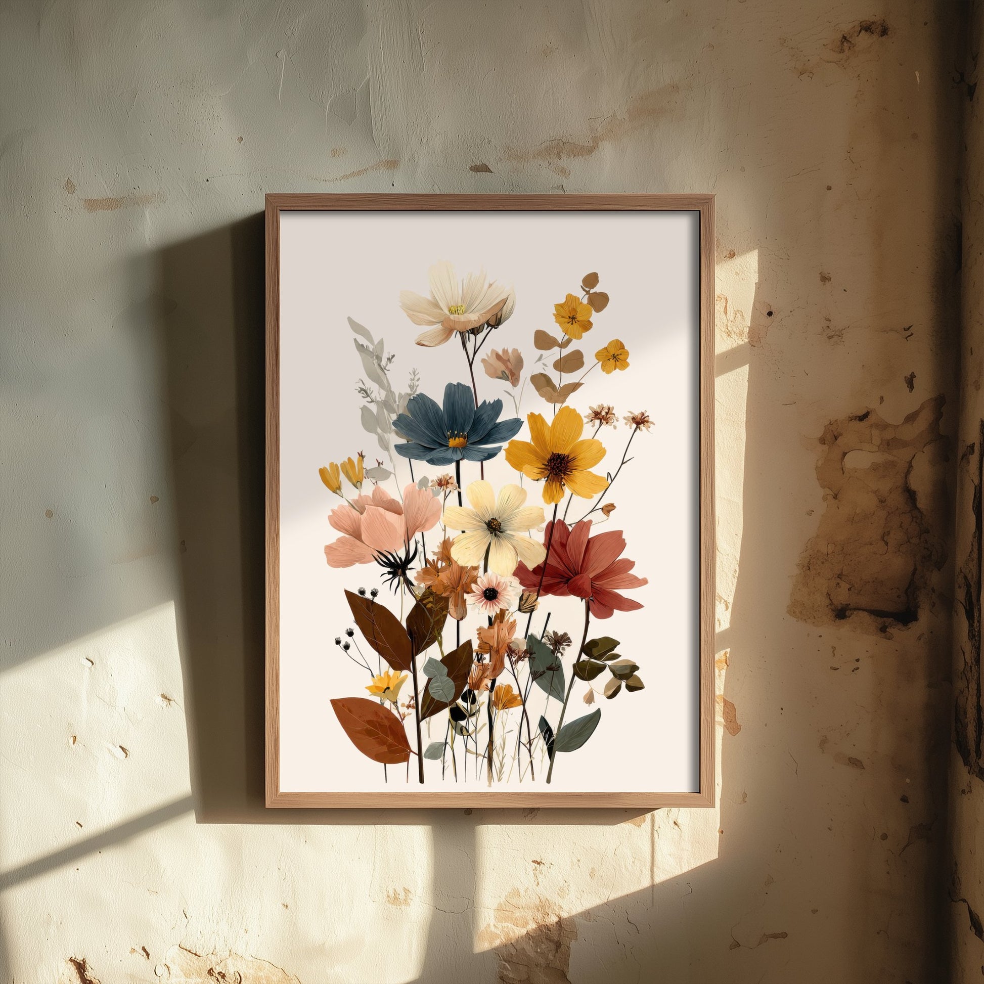 Vintage Wildflower Art Print - Boho Cosmos Bouquet Poster - Botanical Illustration - Floral Wall Art V18 2/3