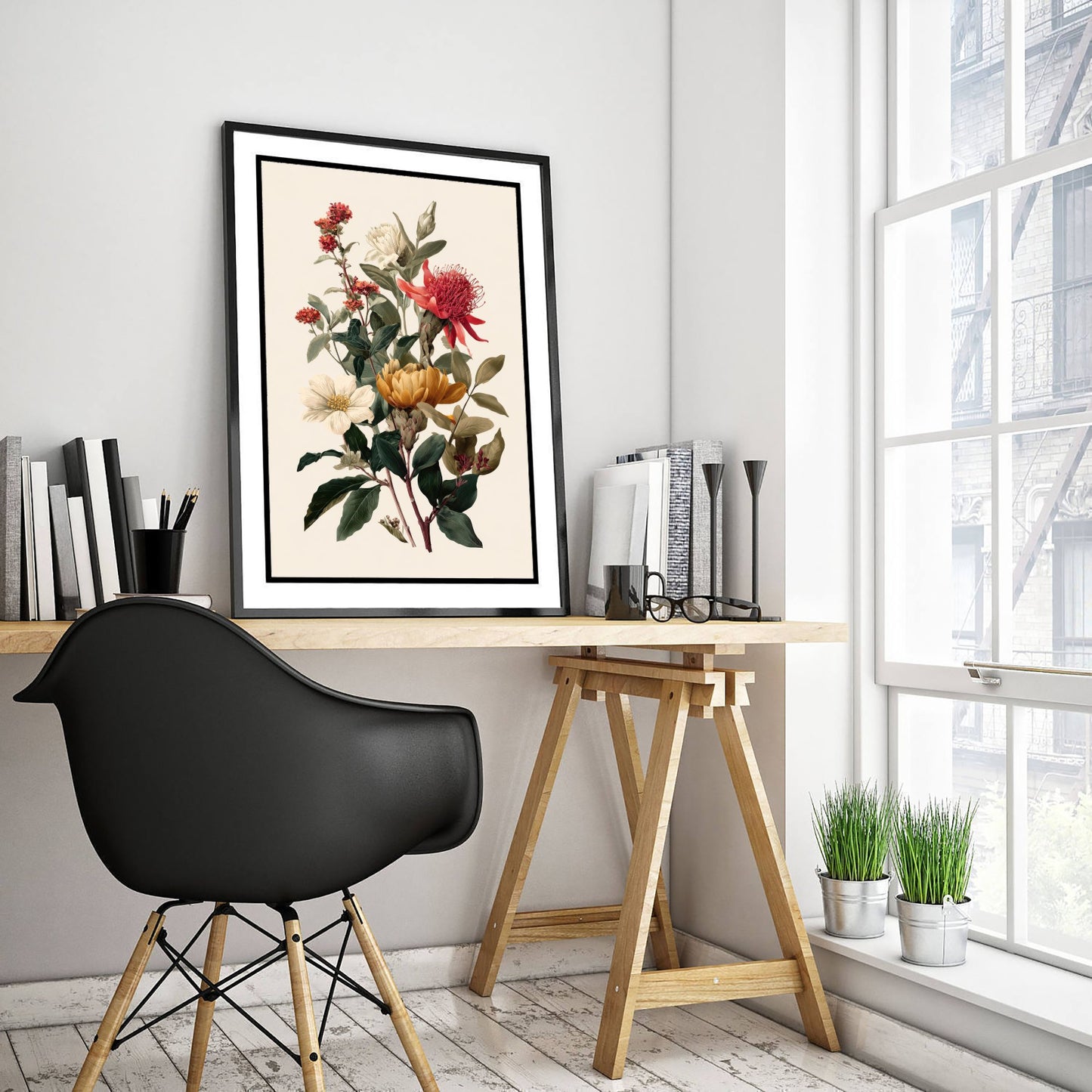 Vintage Botanical Art Print - Antique Flower Bouquet Poster - Floral Illustration - Waratah Wall Art V19 1/3
