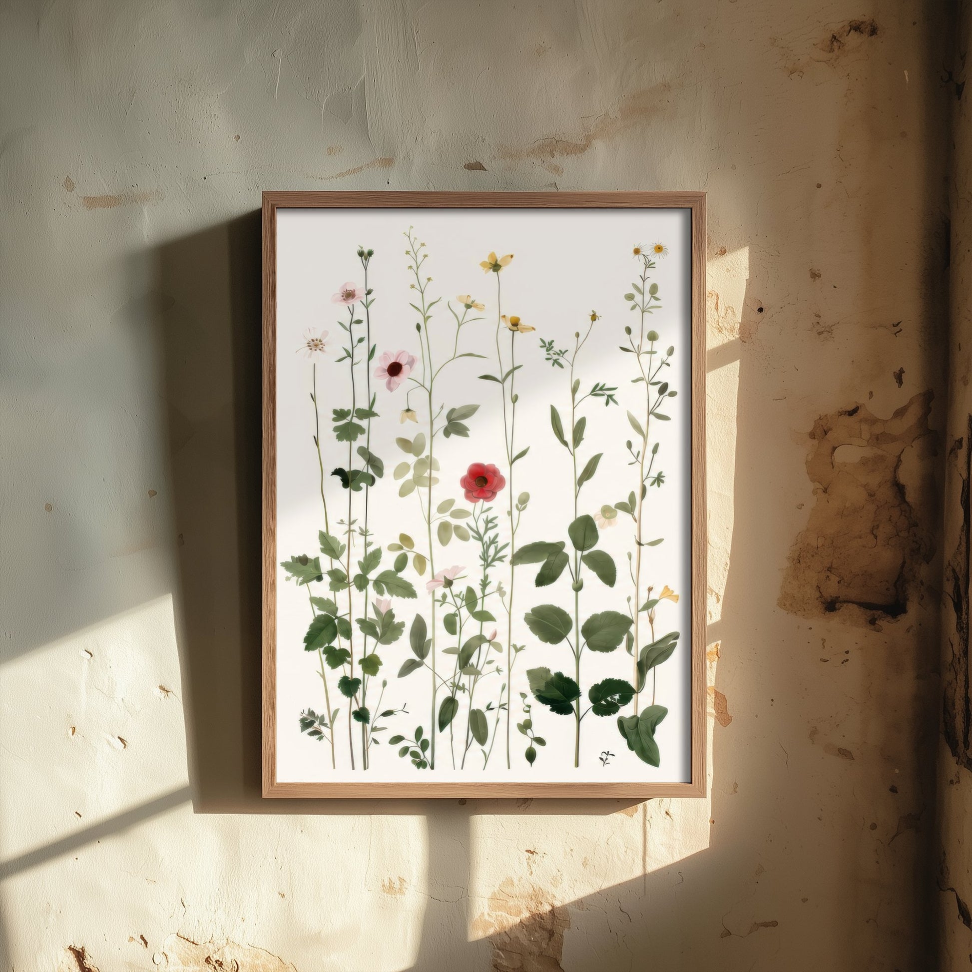 Vintage Meadow Art Print - Pressed Wildflower Poster - Botanical Illustration - Airy Floral Wall Art V20 2/3