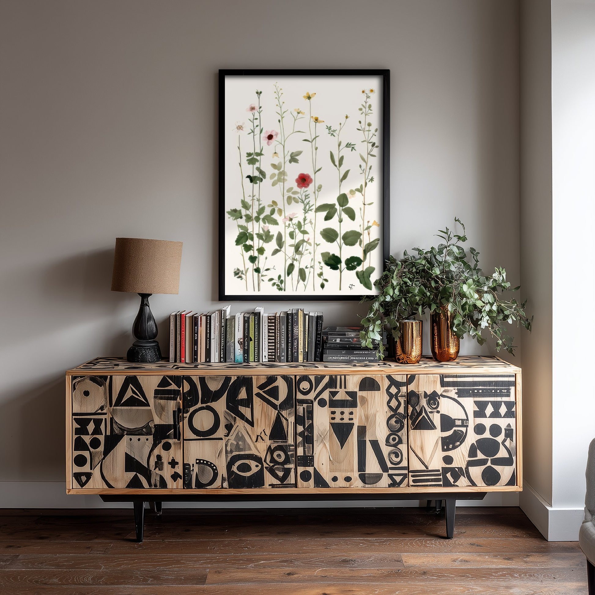 Vintage Meadow Art Print - Pressed Wildflower Poster - Botanical Illustration - Airy Floral Wall Art V20 2/3