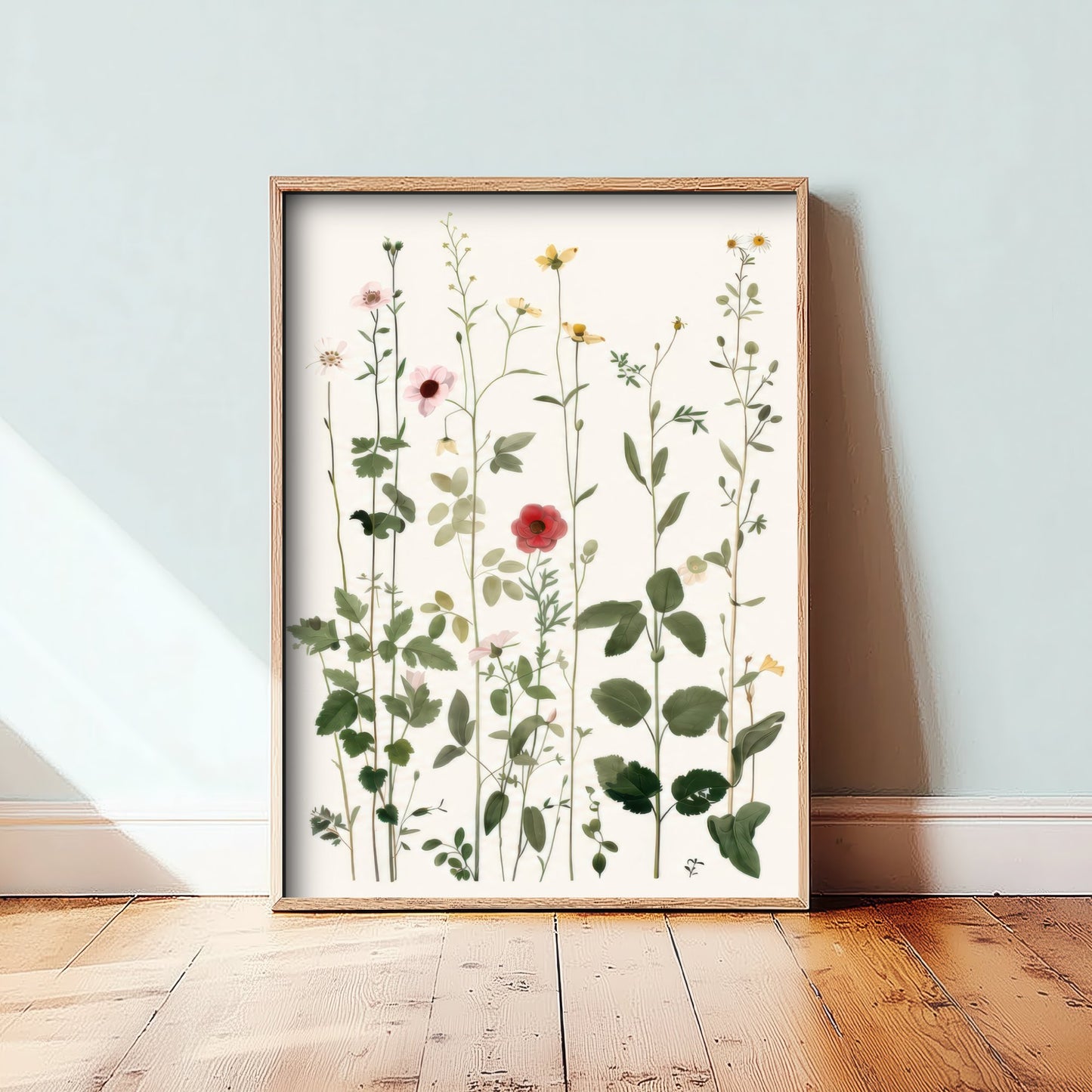 Vintage Meadow Art Print - Pressed Wildflower Poster - Botanical Illustration - Airy Floral Wall Art V20 2/3