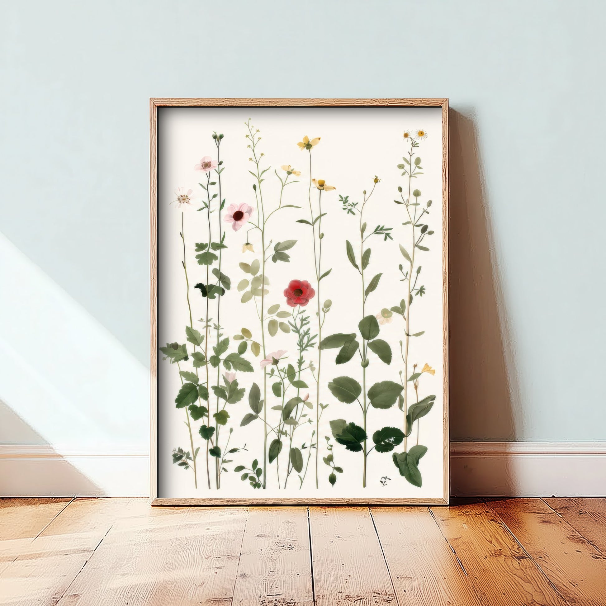 Vintage Meadow Art Print - Pressed Wildflower Poster - Botanical Illustration - Airy Floral Wall Art V20 2/3
