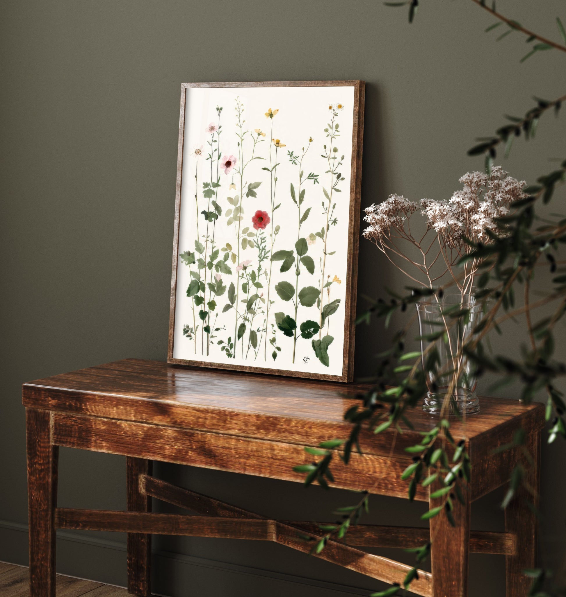 Vintage Meadow Art Print - Pressed Wildflower Poster - Botanical Illustration - Airy Floral Wall Art V20 2/3