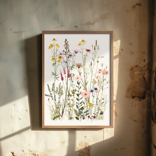 Vintage Meadow Art Print - Pressed Wildflower Poster - Botanical Illustration - Floral Meadow Wall Art V20 3/3