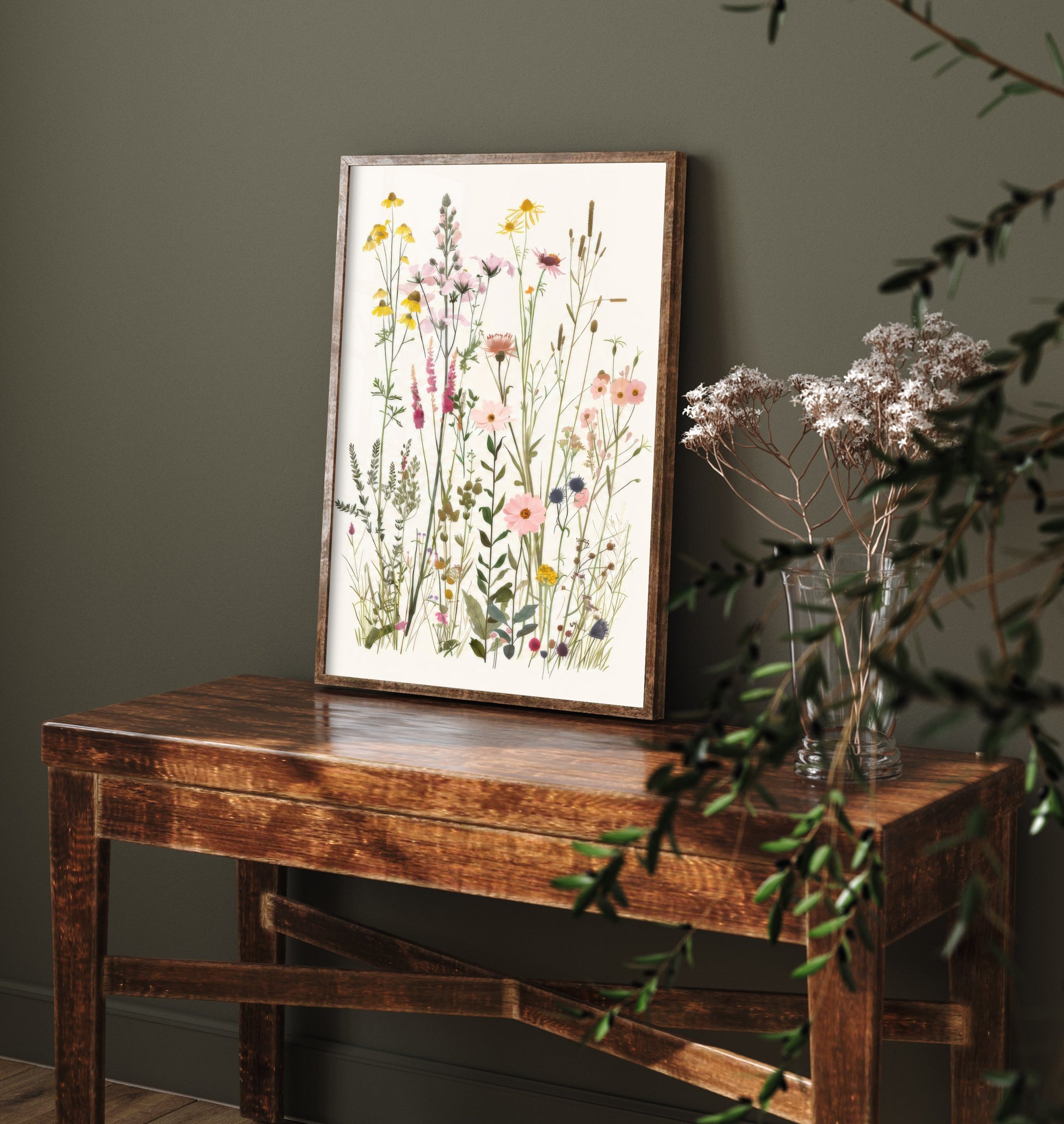 Vintage Meadow Art Print - Pressed Wildflower Poster - Botanical Illustration - Floral Meadow Wall Art V20 3/3