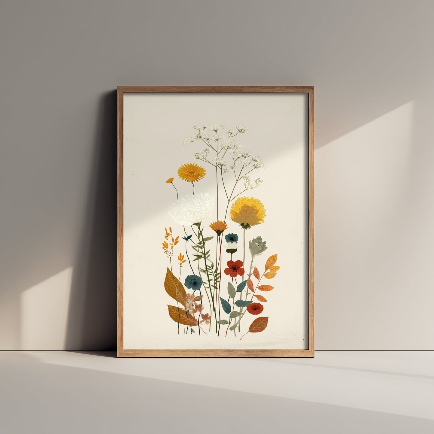 Vintage Wildflower Art Print - Meadow Bouquet Poster - Botanical Painting - Autumn Blooms V7 1/3