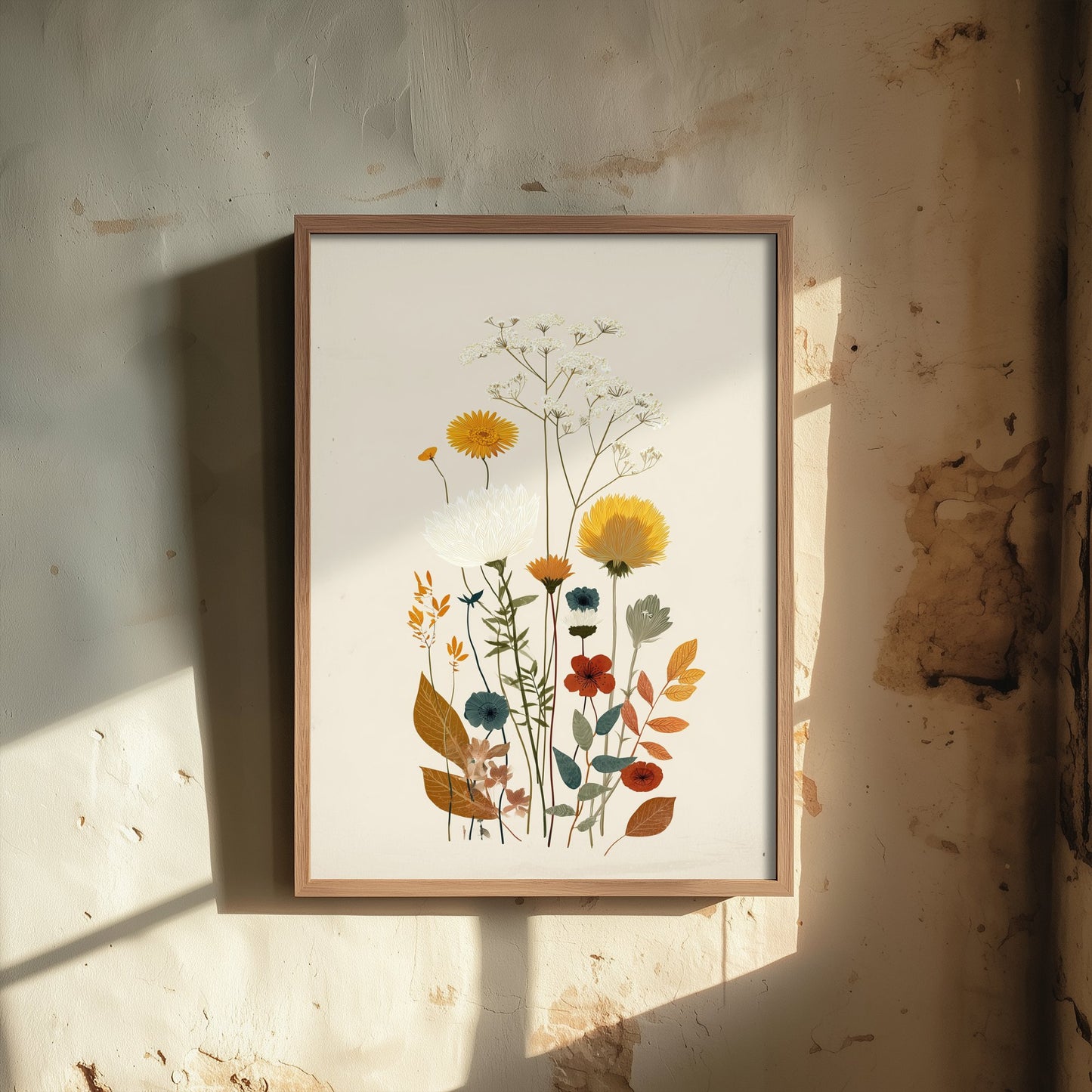 Vintage Wildflower Art Print - Meadow Bouquet Poster - Botanical Painting - Autumn Blooms V7 1/3