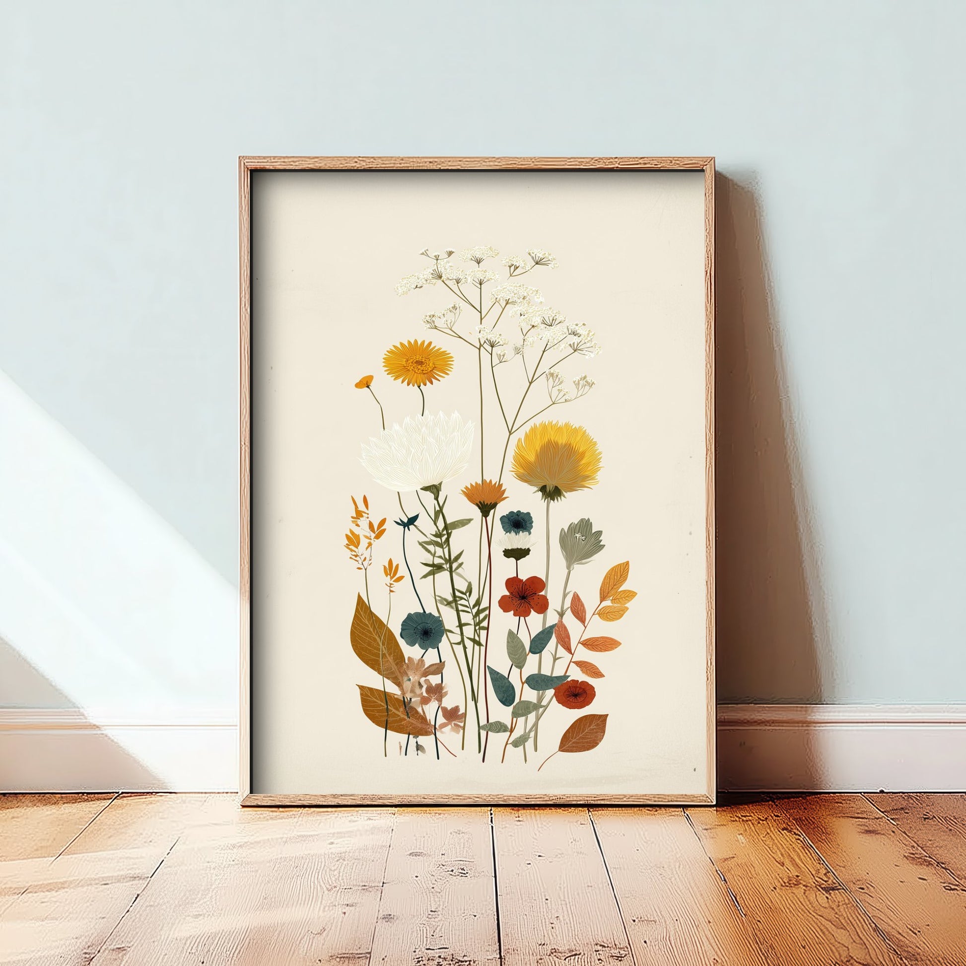 Vintage Wildflower Art Print - Meadow Bouquet Poster - Botanical Painting - Autumn Blooms V7 1/3