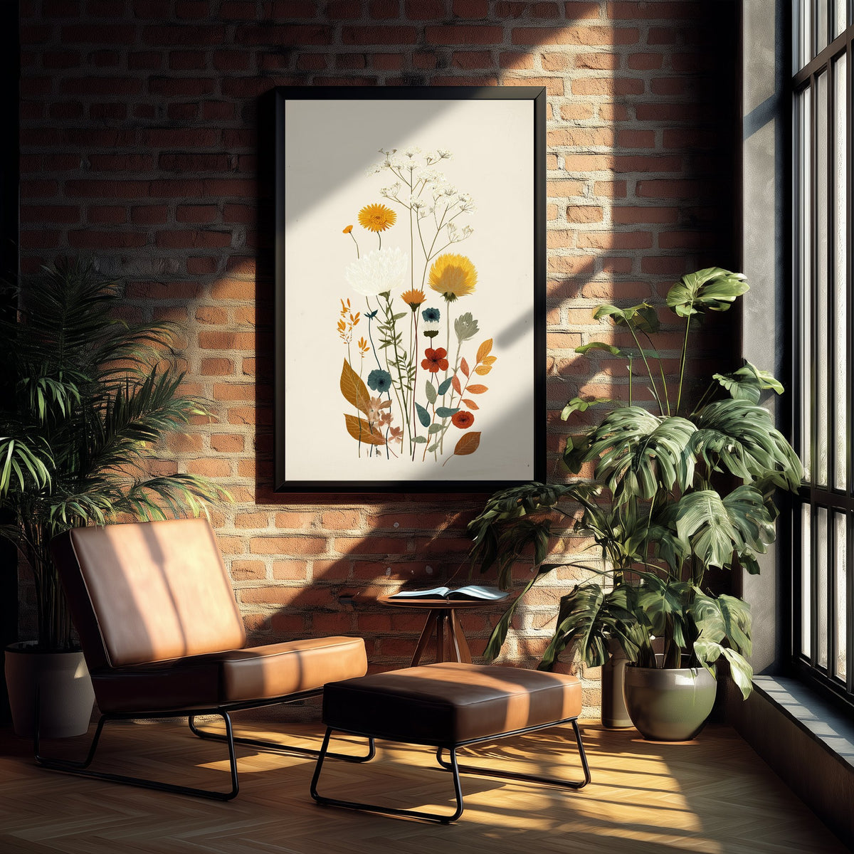 Vintage Wildflower Art Print - Meadow Bouquet Poster - Botanical Painting - Autumn Blooms V7 1/3