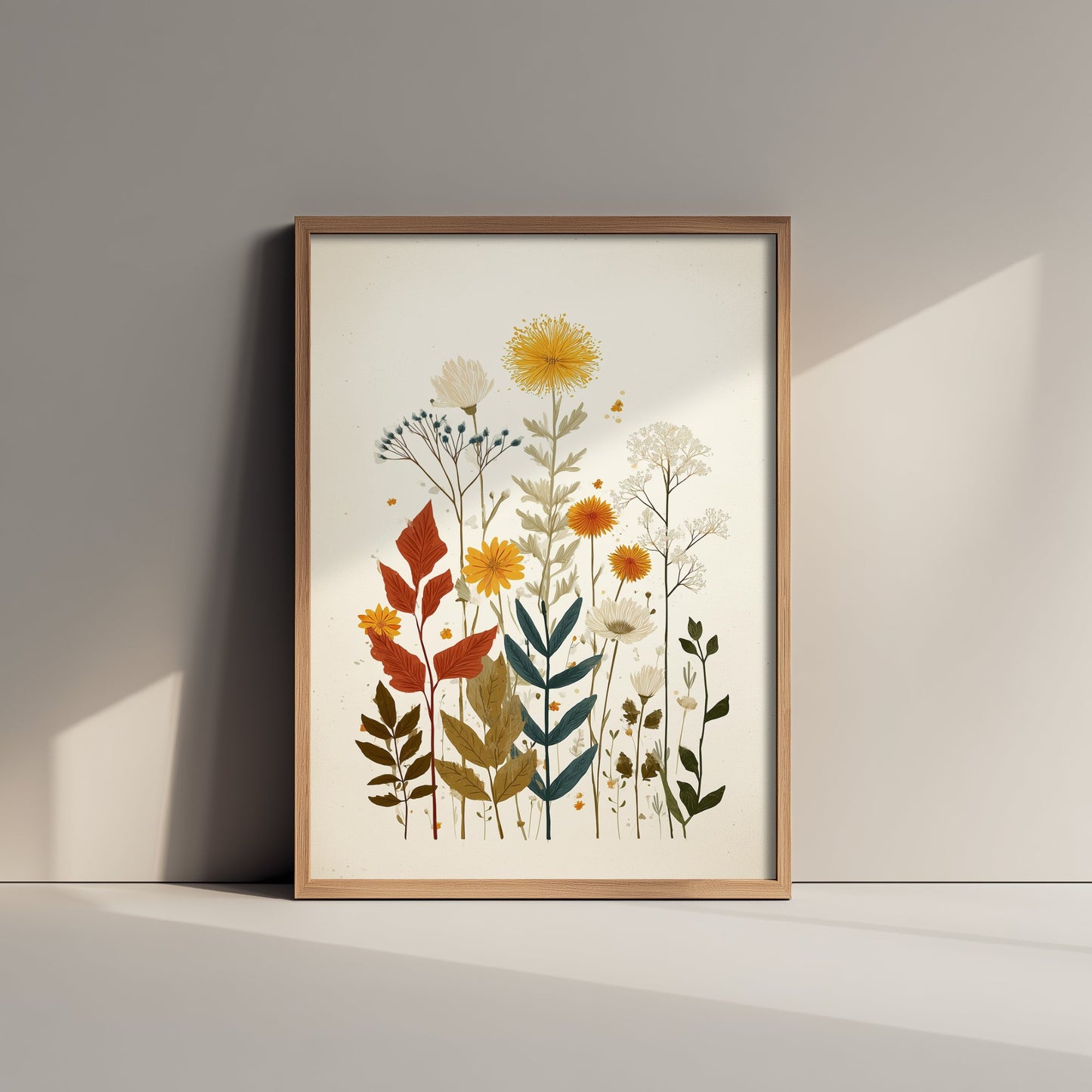 Vintage Wildflower Art Print - Meadow Bouquet Poster - Botanical Painting - Warm Blooms V7 3/3
