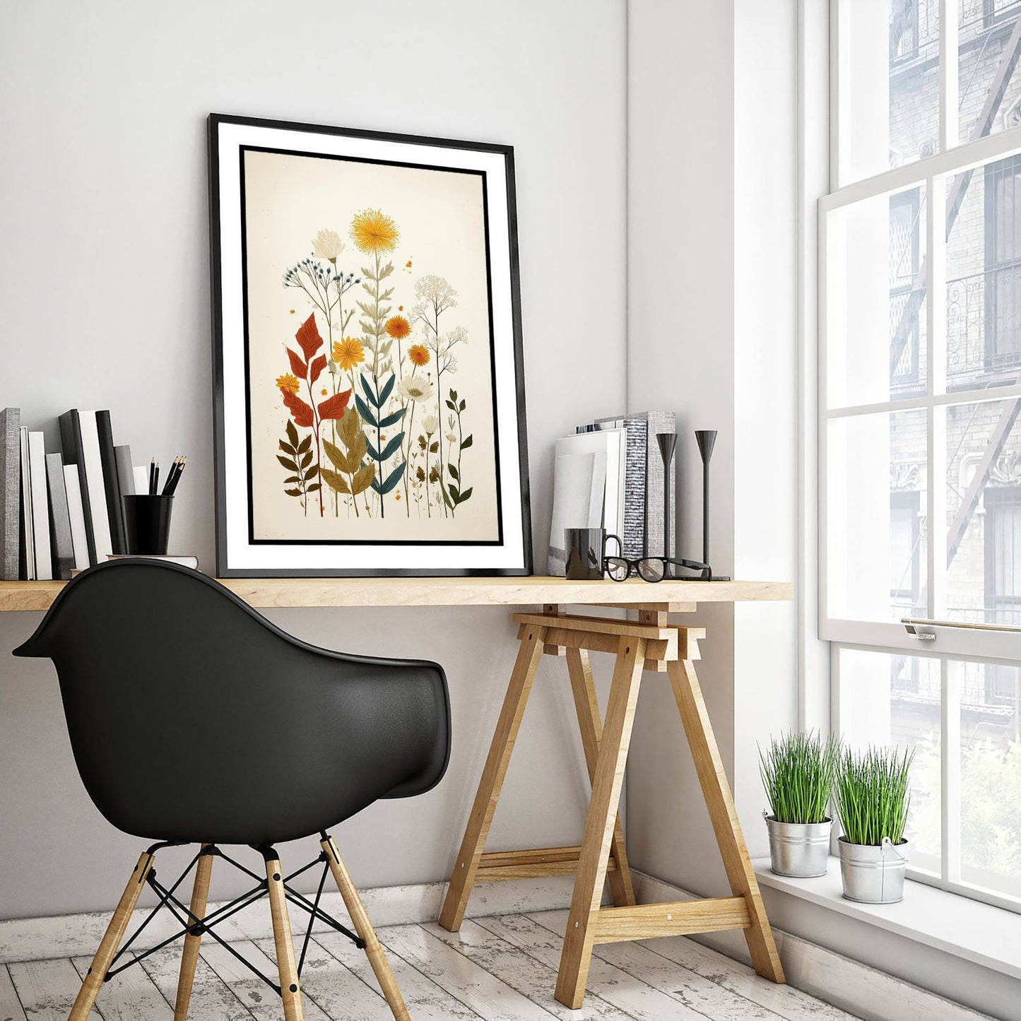 Vintage Wildflower Art Print - Meadow Bouquet Poster - Botanical Painting - Warm Blooms V7 3/3
