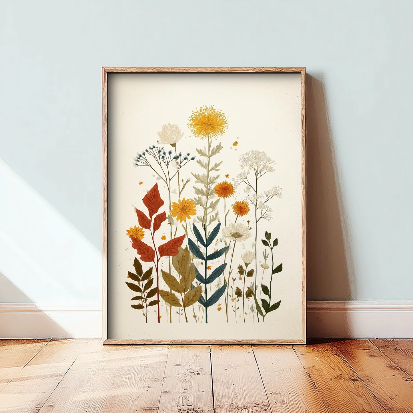 Vintage Wildflower Art Print - Meadow Bouquet Poster - Botanical Painting - Warm Blooms V7 3/3