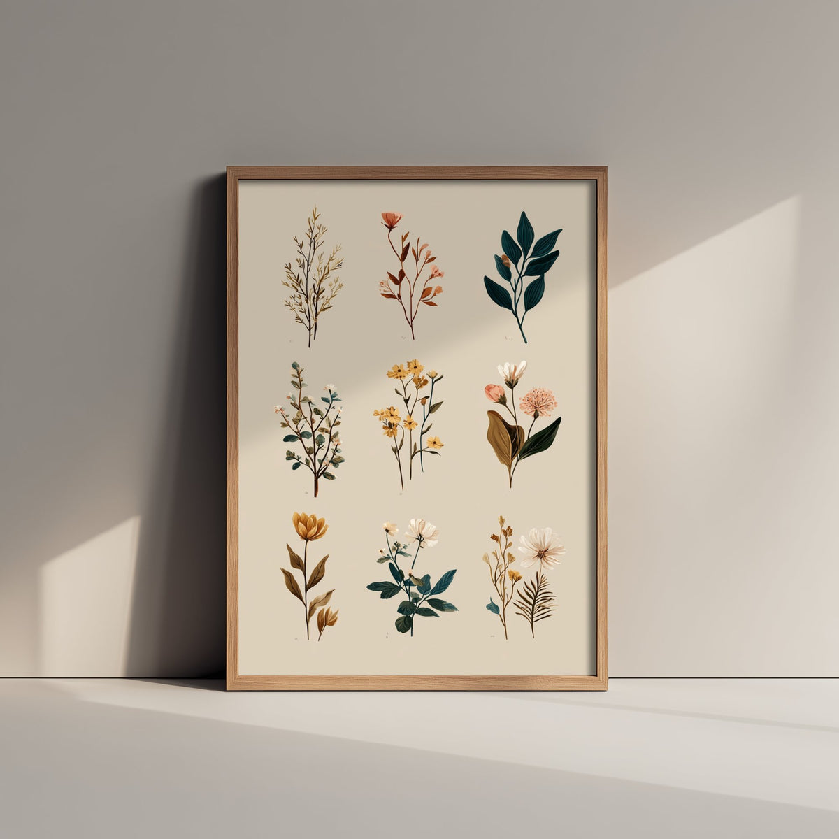 Vintage Botanical Art Print - Wildflower Specimen Poster - Herbarium Illustration - Muted Sprigs V8 1/3