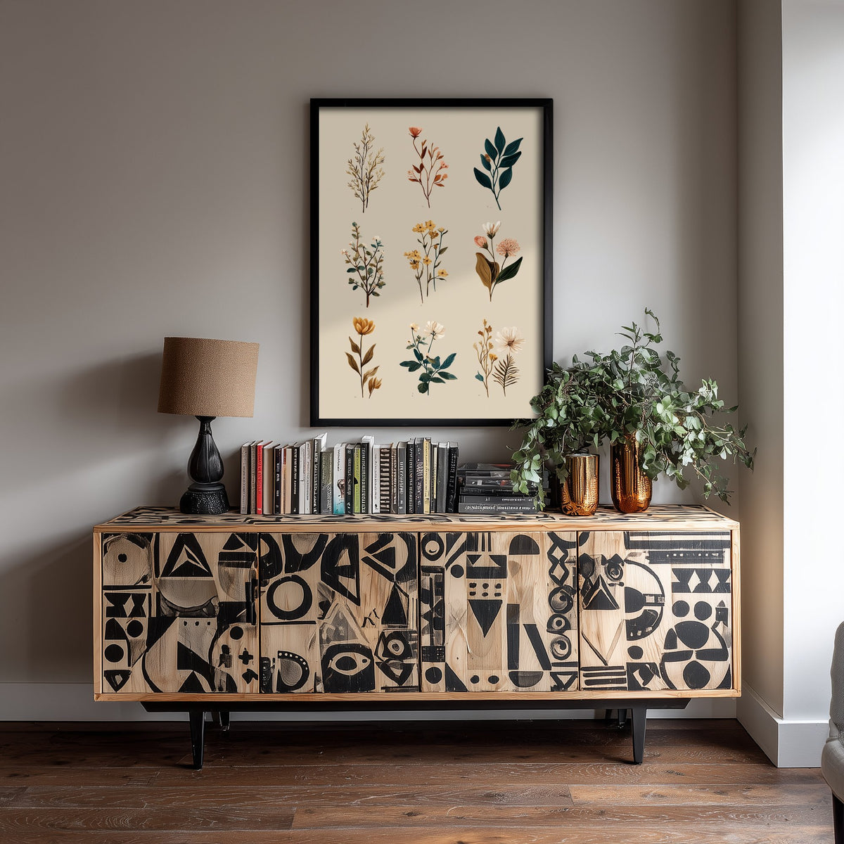 Vintage Botanical Art Print - Wildflower Specimen Poster - Herbarium Illustration - Muted Sprigs V8 1/3