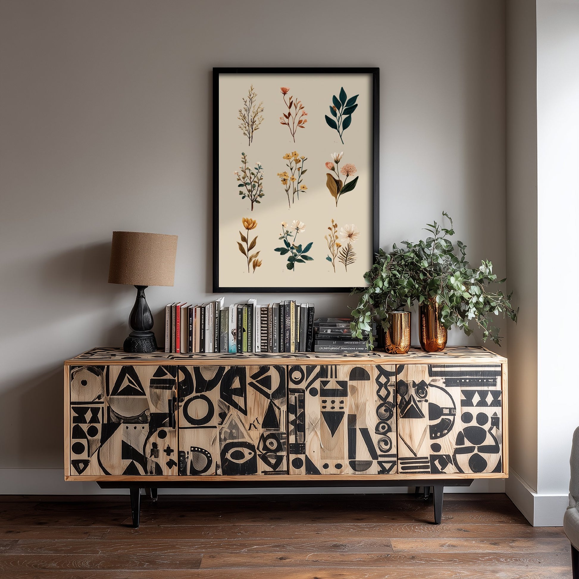 Vintage Botanical Art Print - Wildflower Specimen Poster - Herbarium Illustration - Muted Sprigs V8 1/3