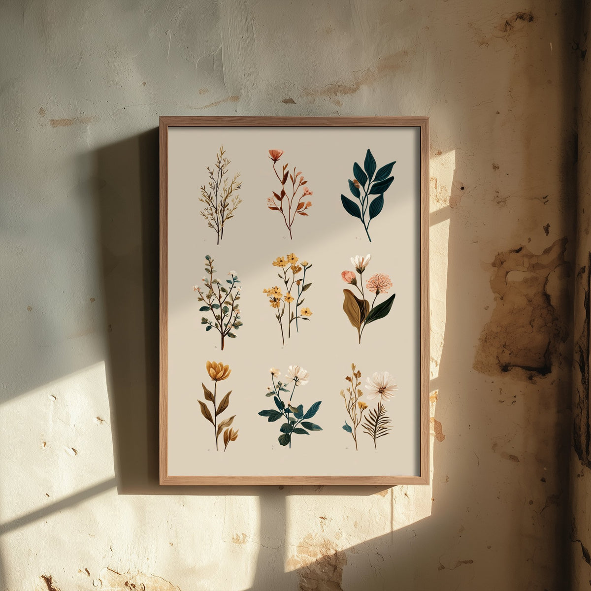 Vintage Botanical Art Print - Wildflower Specimen Poster - Herbarium Illustration - Muted Sprigs V8 1/3