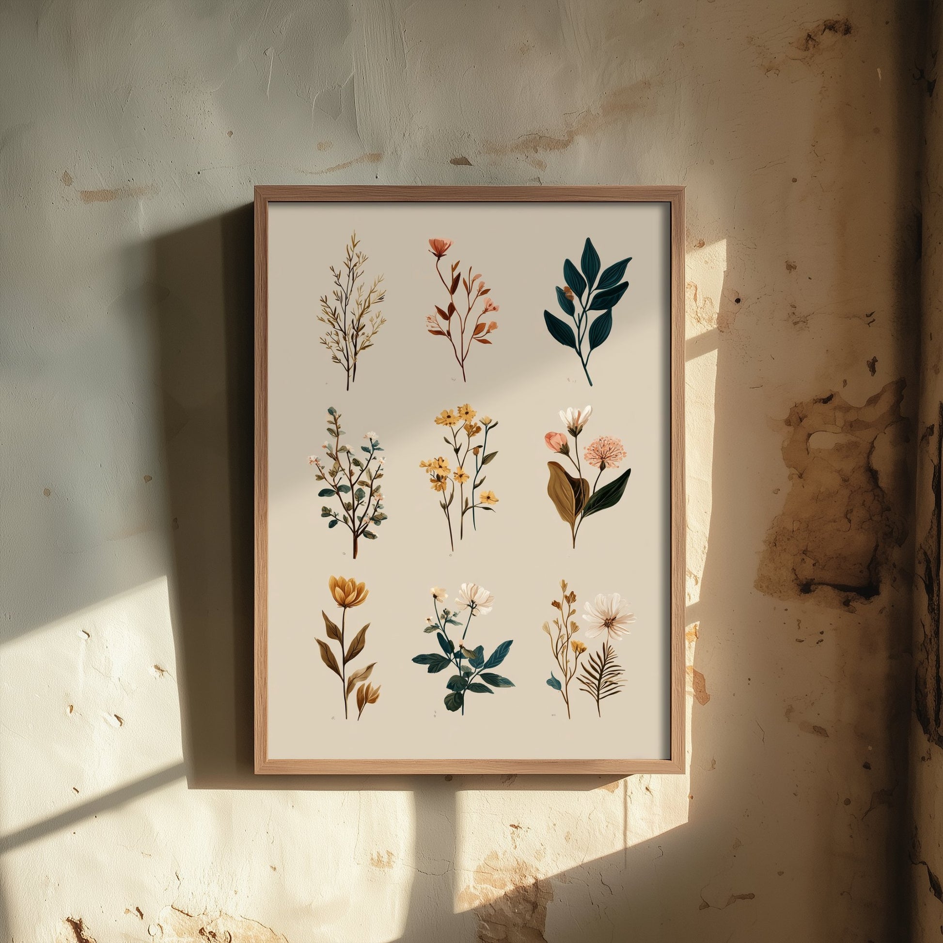 Vintage Botanical Art Print - Wildflower Specimen Poster - Herbarium Illustration - Muted Sprigs V8 1/3