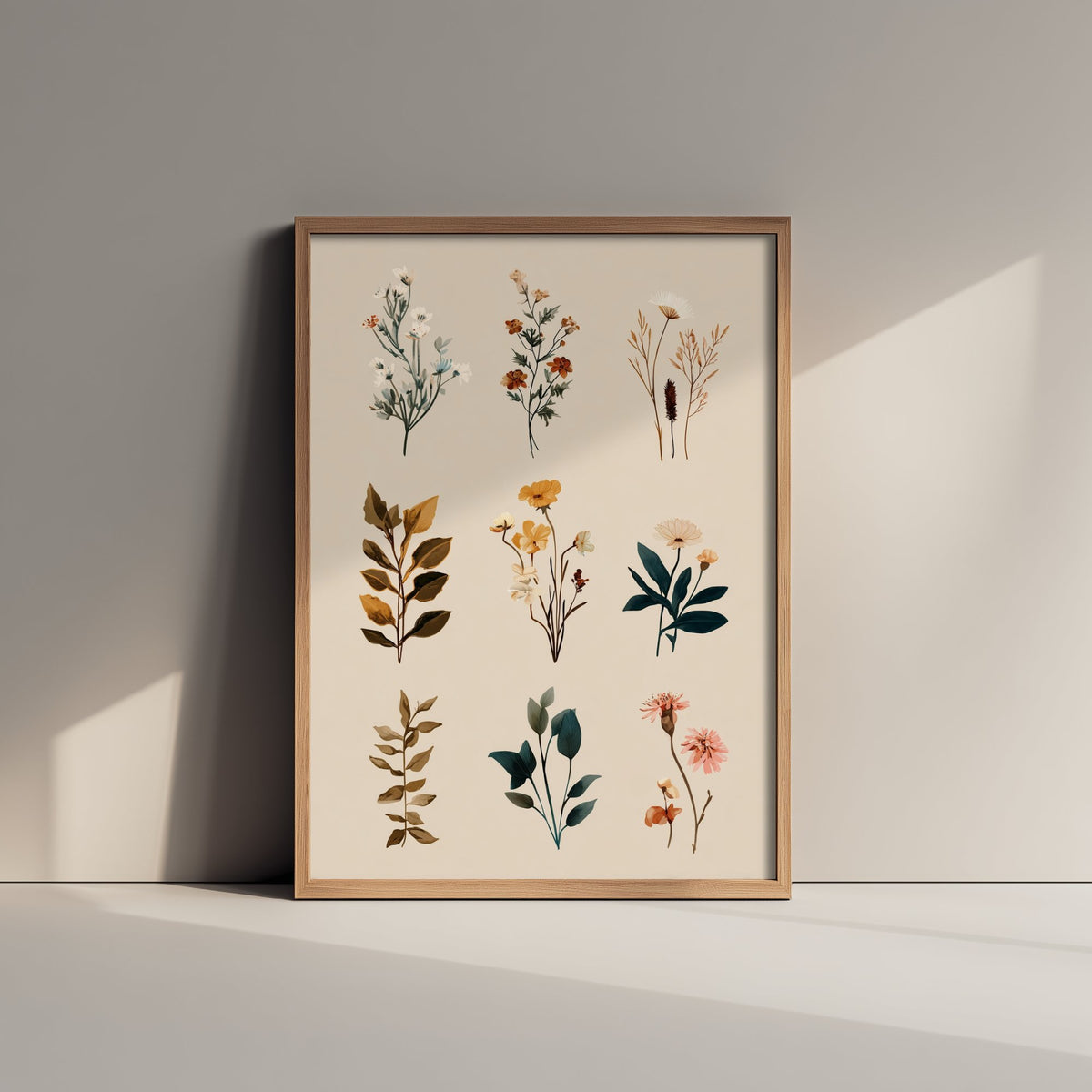 Vintage Botanical Art Print - Flower Specimen Poster - Herbarium Illustration - Neutral Sprigs V8 2/3