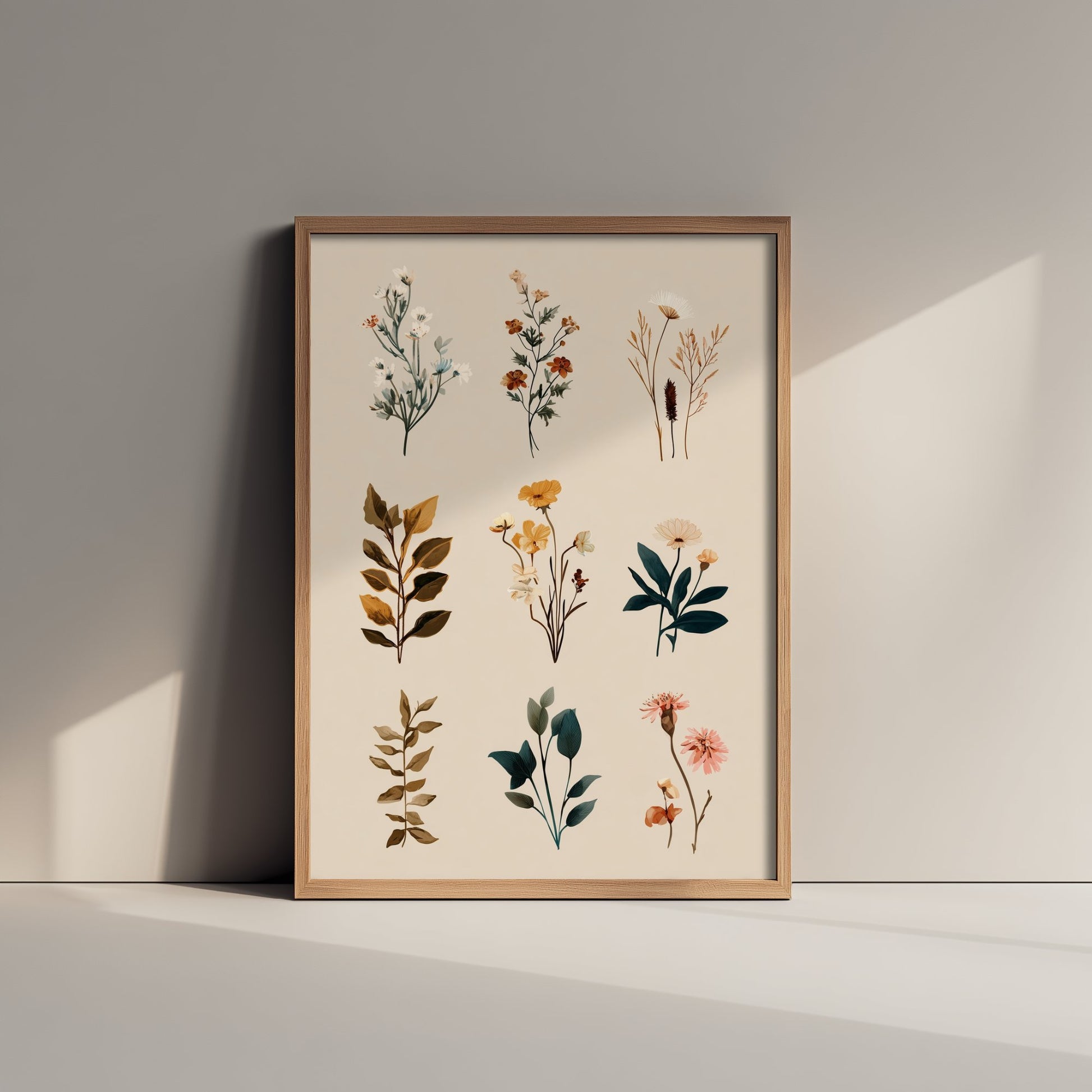 Vintage Botanical Art Print - Flower Specimen Poster - Herbarium Illustration - Neutral Sprigs V8 2/3