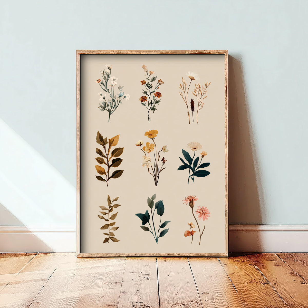 Vintage Botanical Art Print - Flower Specimen Poster - Herbarium Illustration - Neutral Sprigs V8 2/3