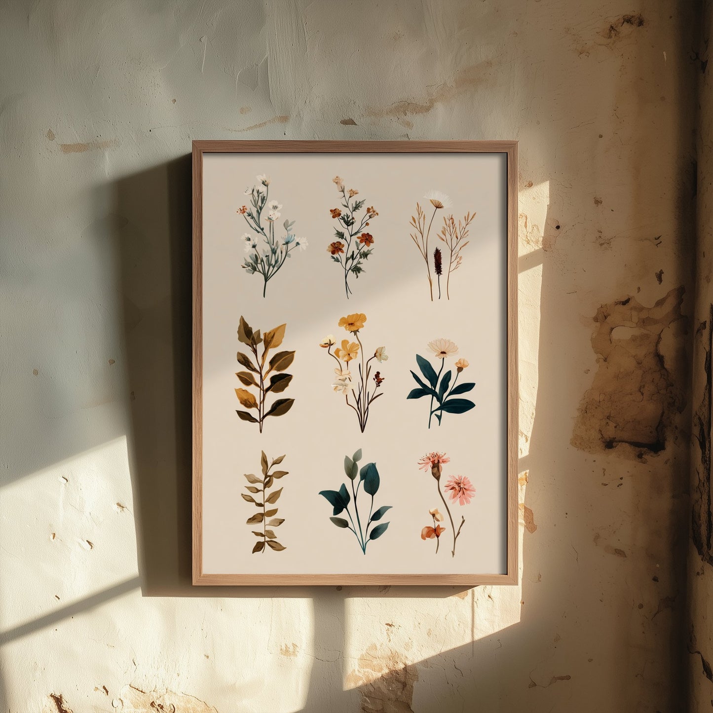 Vintage Botanical Art Print - Flower Specimen Poster - Herbarium Illustration - Neutral Sprigs V8 2/3