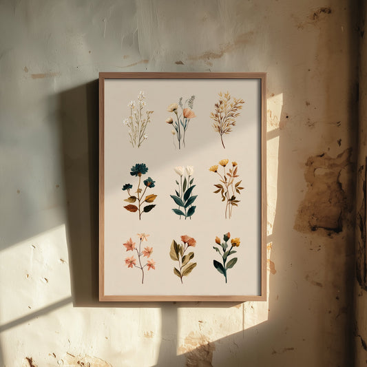 Vintage Botanical Art Print - Wildflower Specimen Poster - Herbarium Illustration - Earthy Sprigs V8 3/3