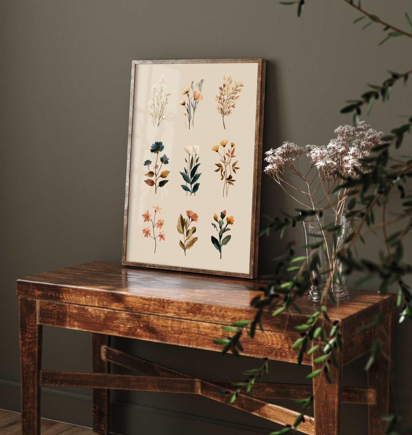 Vintage Botanical Art Print - Wildflower Specimen Poster - Herbarium Illustration - Earthy Sprigs V8 3/3