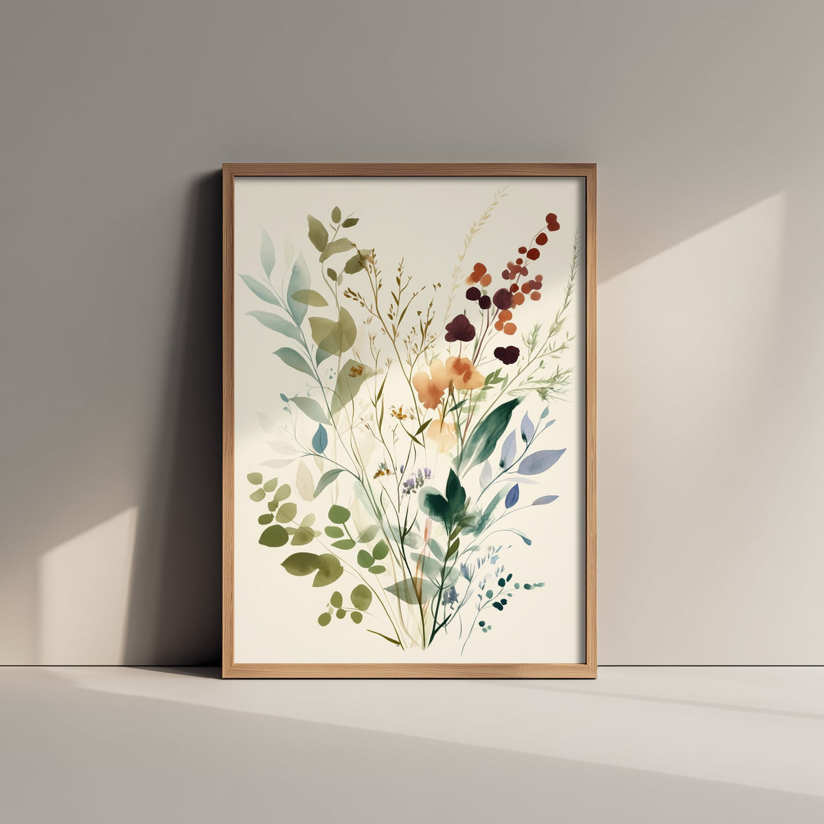 Vintage Wildflower Watercolour Art Print - Floral Spray Poster - Botanical Watercolour - Soft Blooms V9 1/3