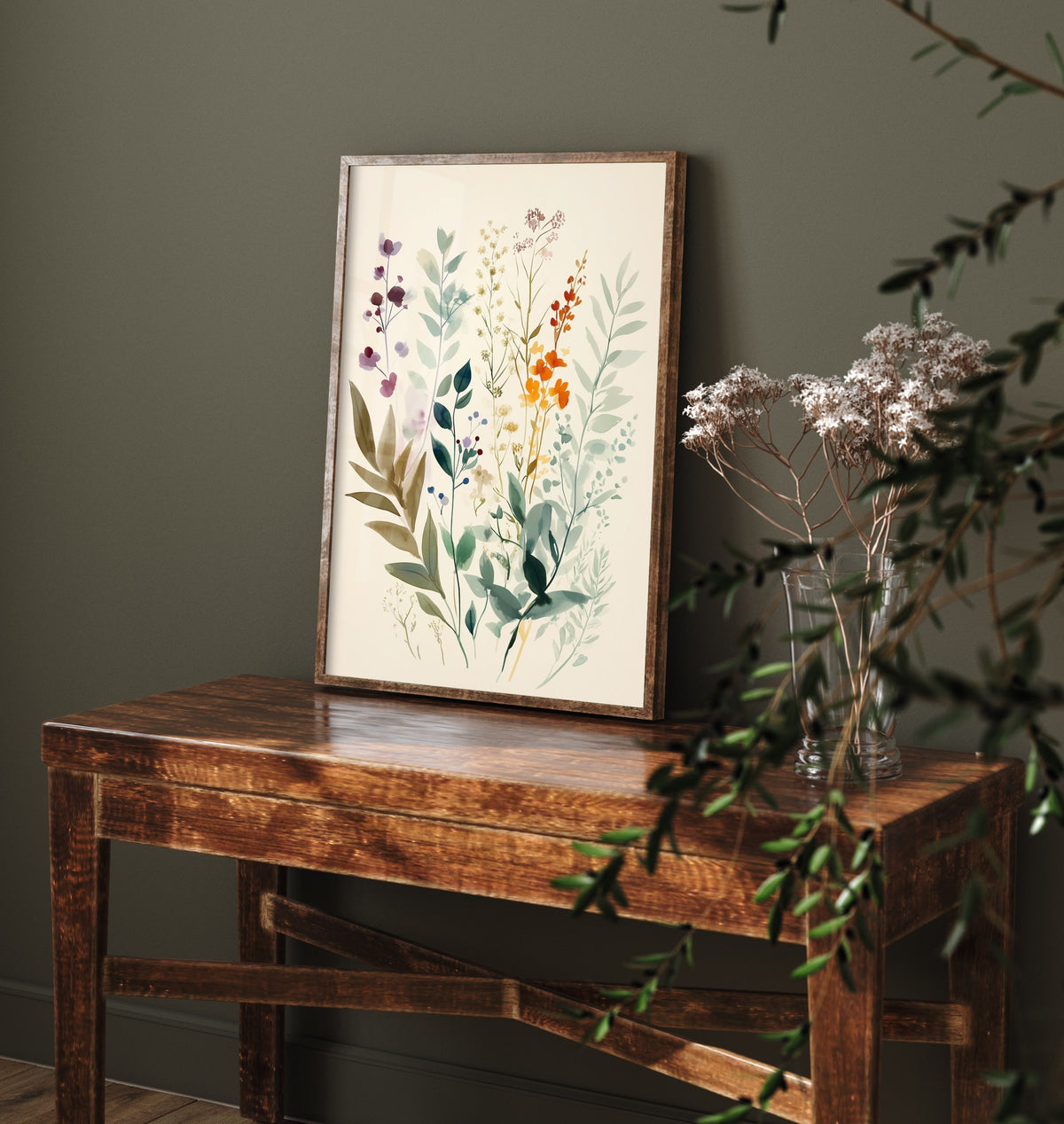 Vintage Wildflower Watercolour Art Print - Floral Spray Poster - Botanical Watercolour - Bright Blooms V9 2/3