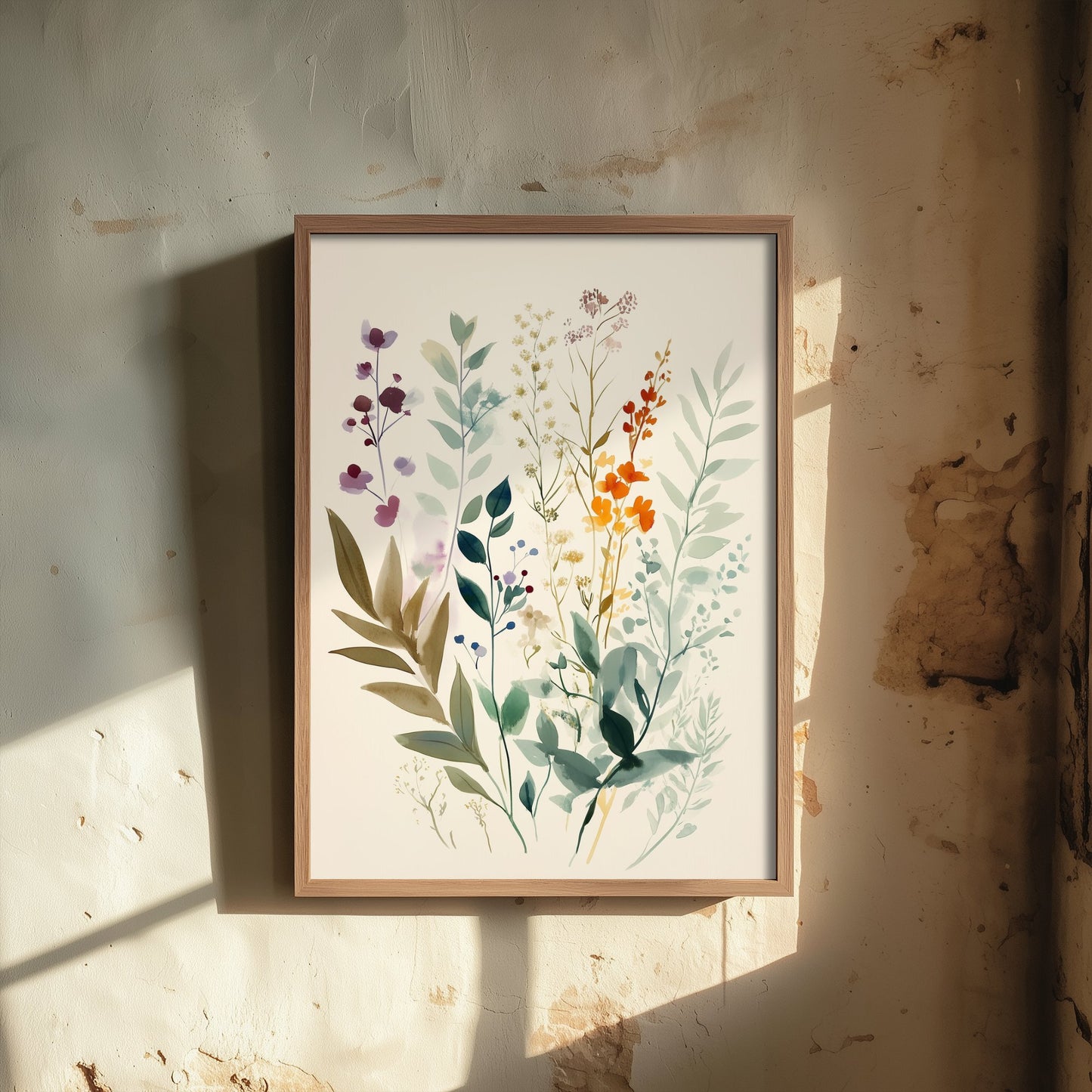Vintage Wildflower Watercolour Art Print - Floral Spray Poster - Botanical Watercolour - Bright Blooms V9 2/3