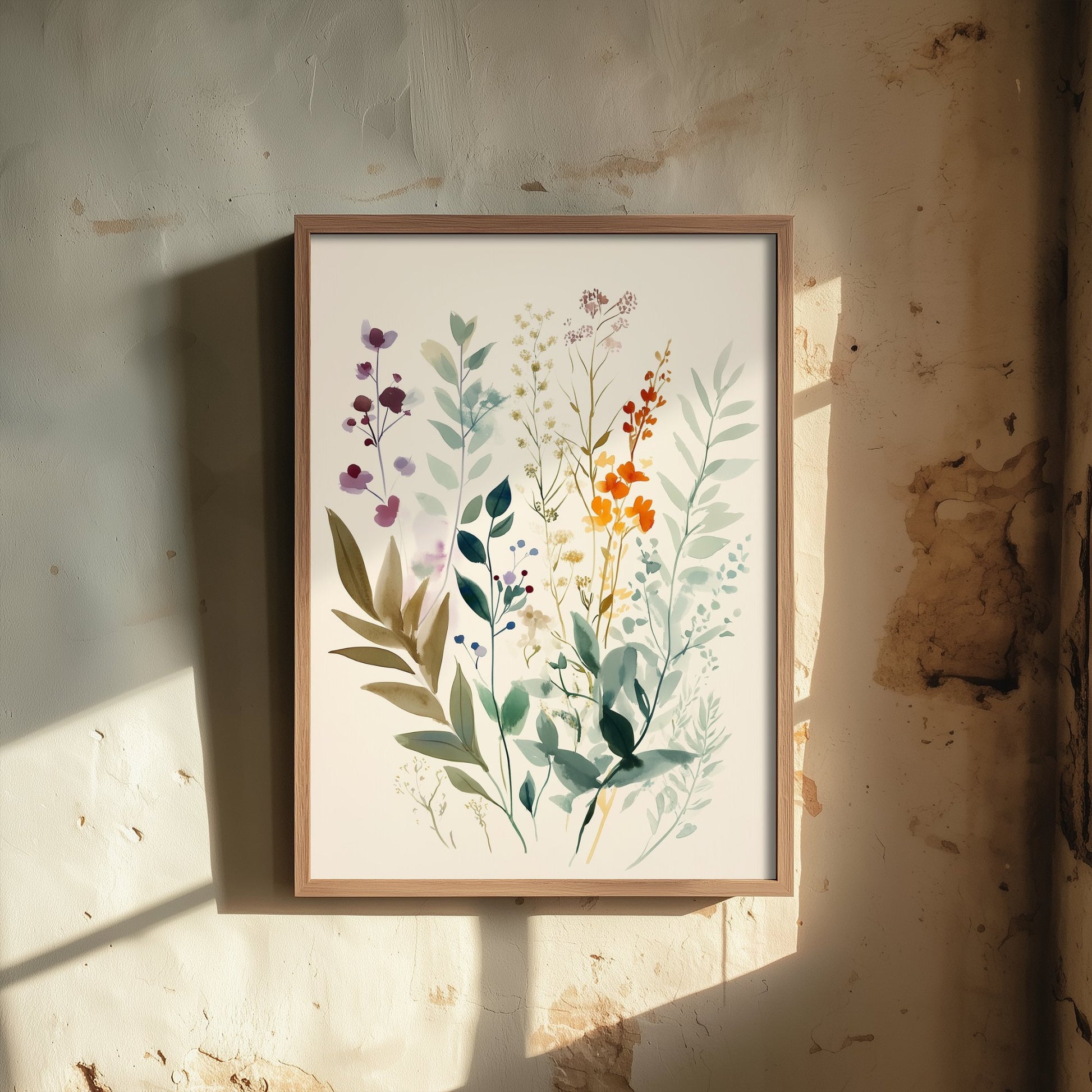 Vintage Wildflower Watercolour Art Print - Floral Spray Poster - Botanical Watercolour - Bright Blooms V9 2/3