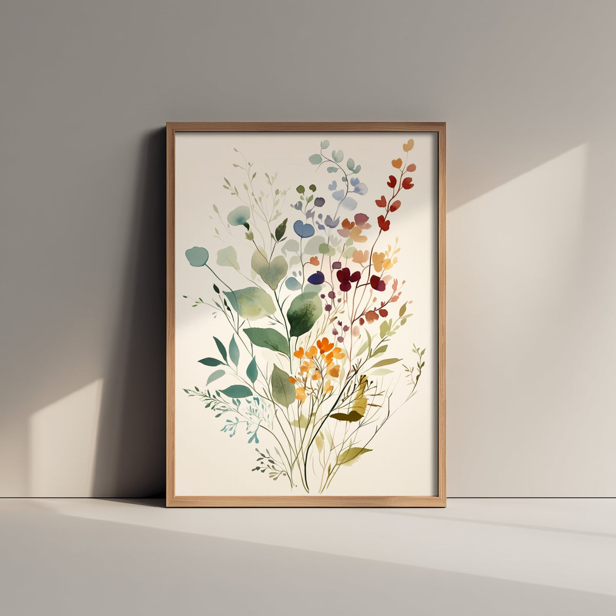 Vintage Wildflower Watercolour Art Print - Floral Spray Poster - Botanical Watercolour - Berry Blooms V9 3/3