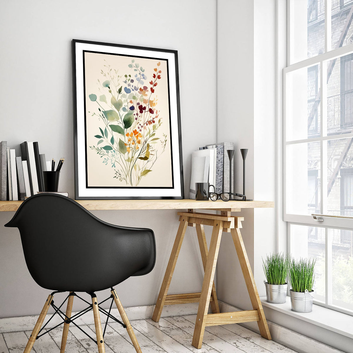 Vintage Wildflower Watercolour Art Print - Floral Spray Poster - Botanical Watercolour - Berry Blooms V9 3/3