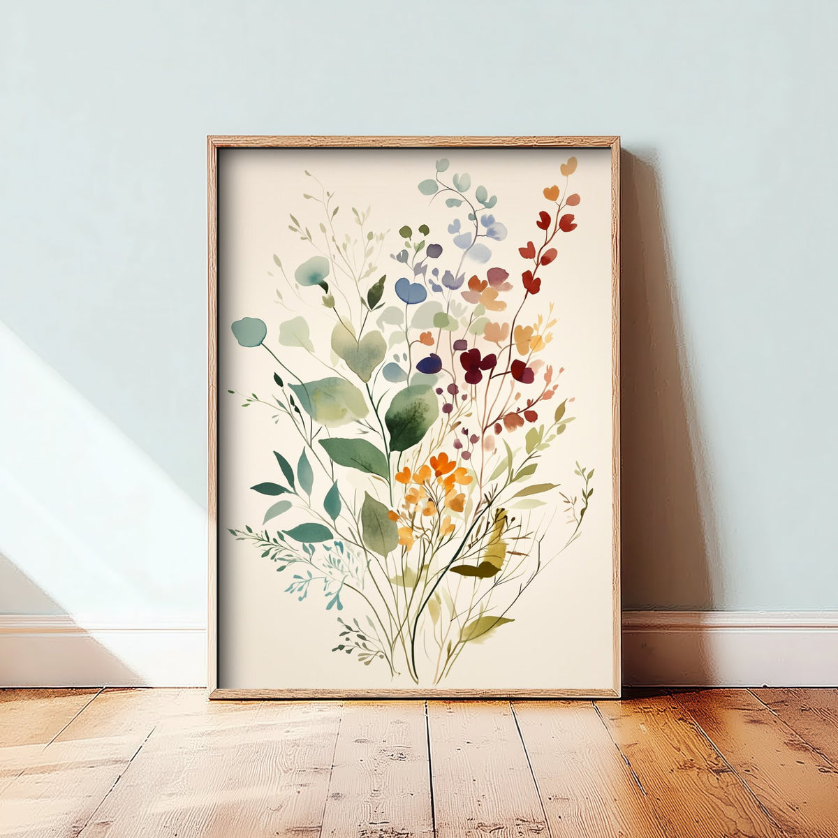 Vintage Wildflower Watercolour Art Print - Floral Spray Poster - Botanical Watercolour - Berry Blooms V9 3/3