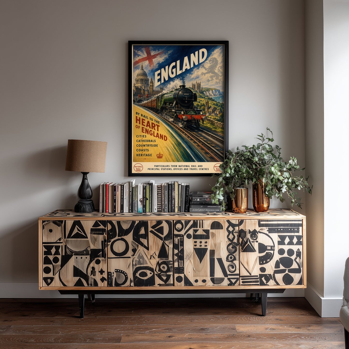 England Vintage Railway Travel Poster - Art Print - Retro Steam Train Painting - British Travel Wall Art 1/3