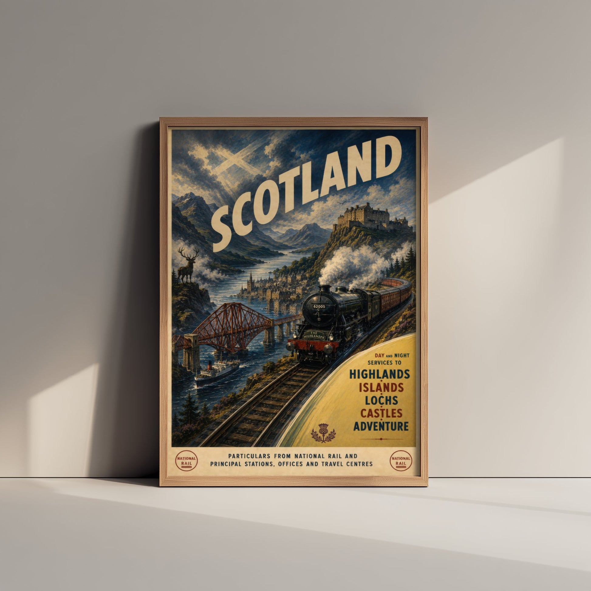 Scotland Vintage Railway Travel Poster - Art Print - Retro Steam Train Painting - Scottish Travel Wall Art 2/3