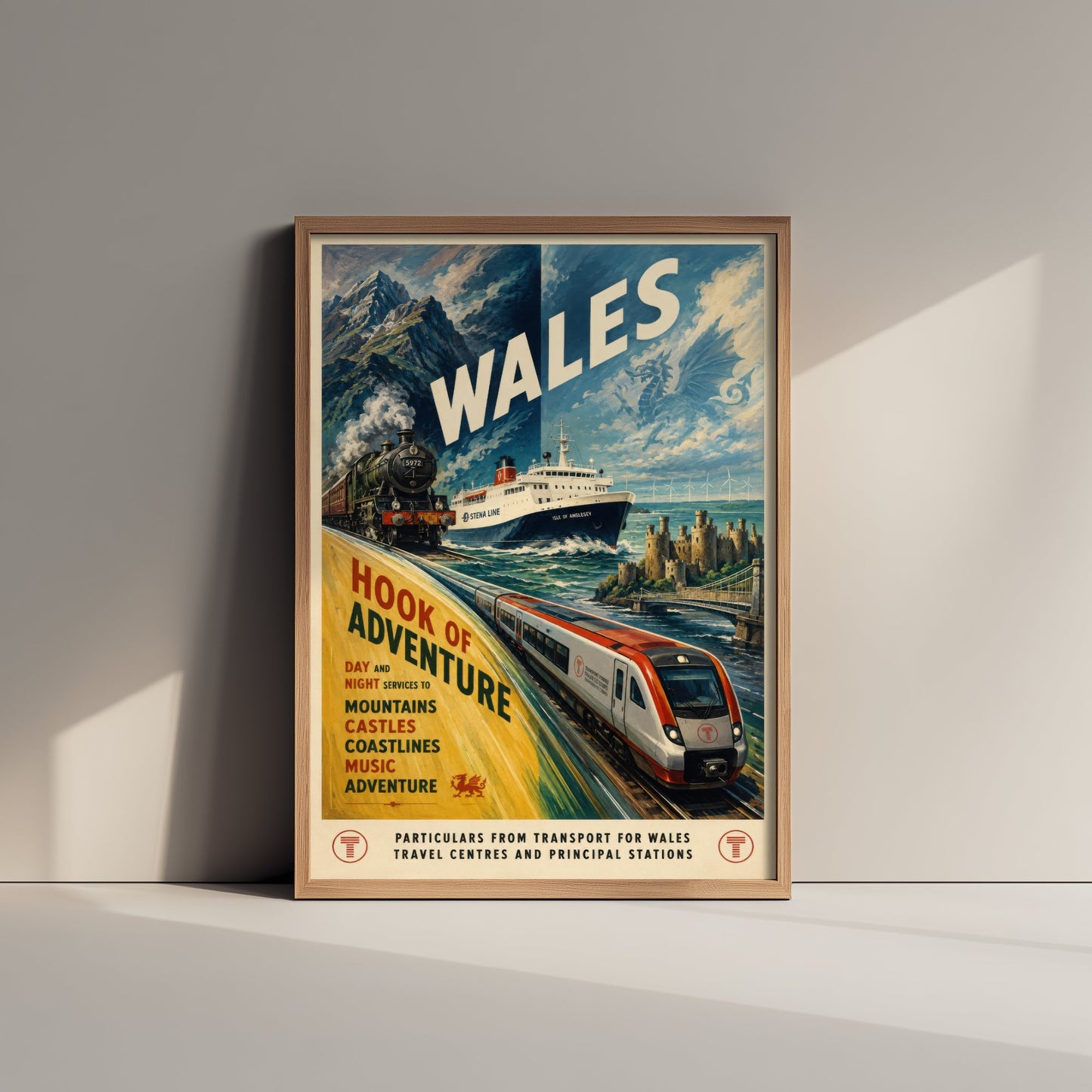Wales Vintage Railway Travel Poster - Art Print - Retro Train Painting - Welsh Travel Wall Art 3/3