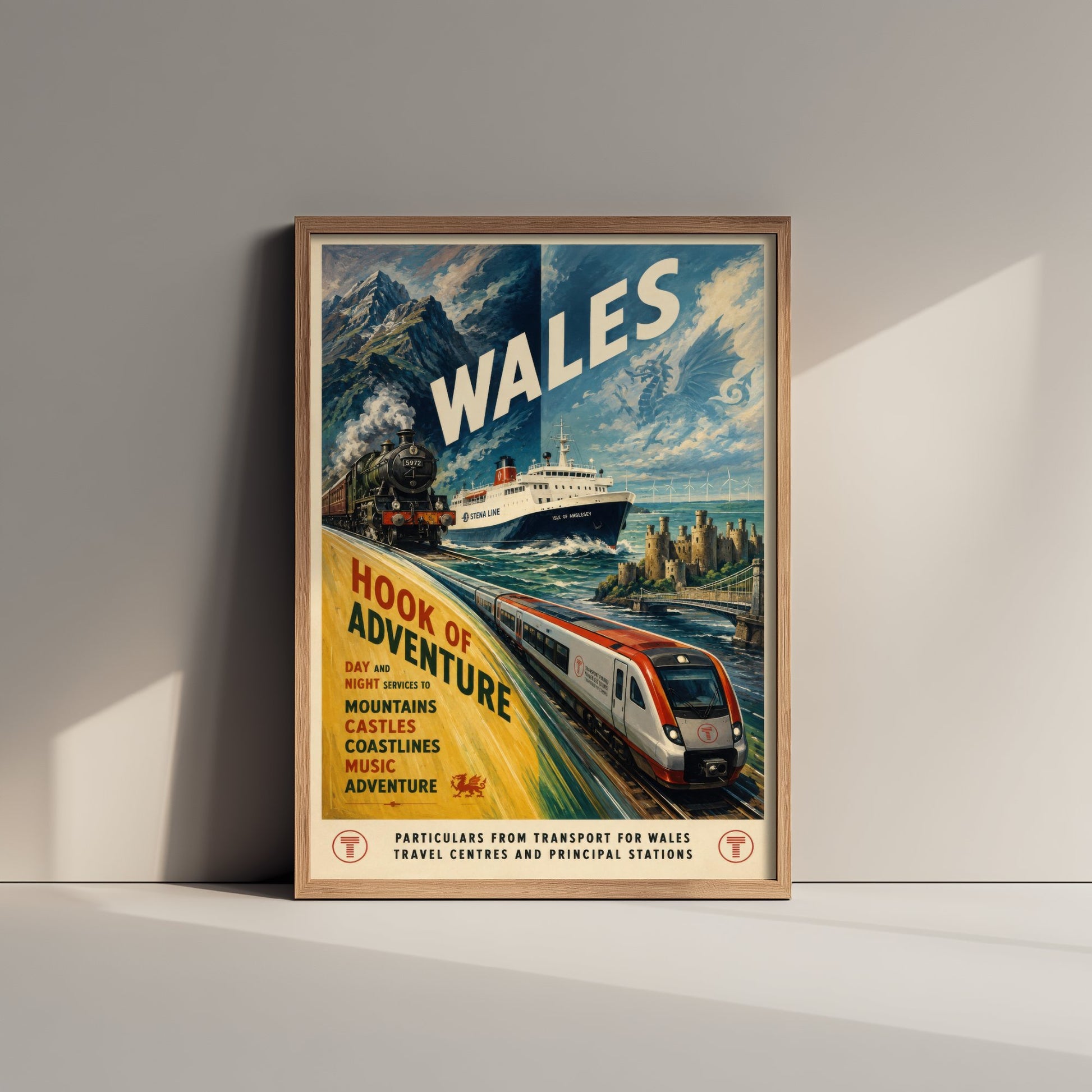 Wales Vintage Railway Travel Poster - Art Print - Retro Train Painting - Welsh Travel Wall Art 3/3